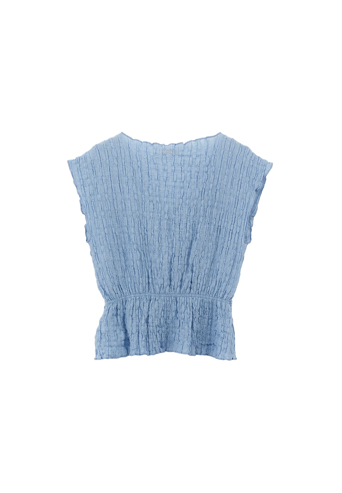 V Neck Short Sleeve Blouse - CLEAR SKY