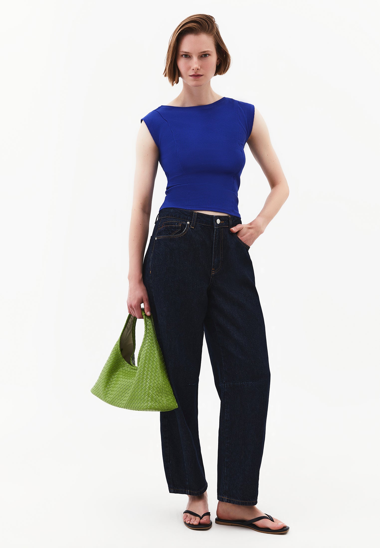 Boat Neck Sleeveless T-Shirt - CLEMATIS BLUE