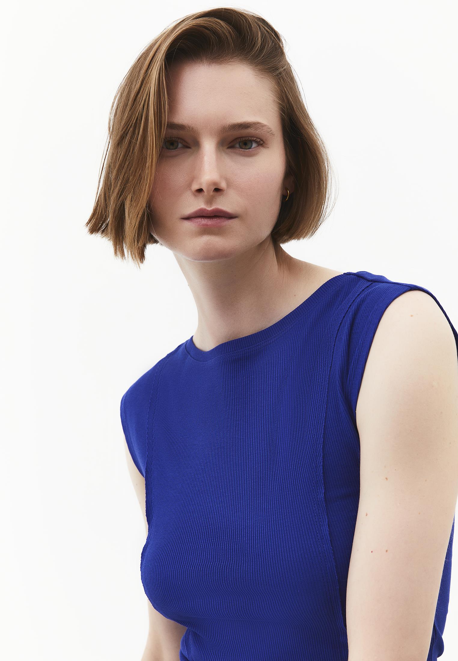 Boat Neck Sleeveless T-Shirt - CLEMATIS BLUE