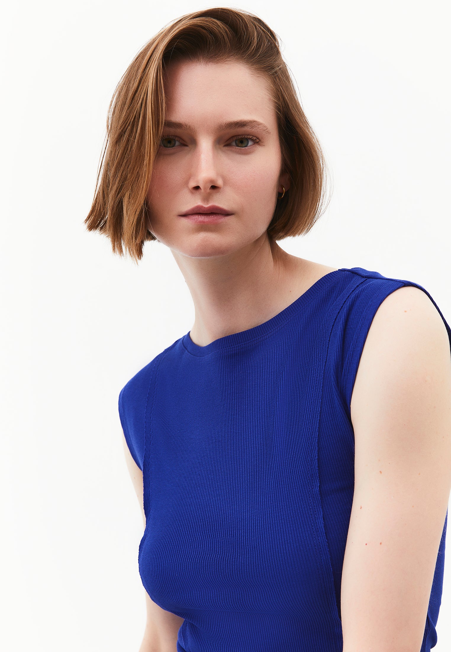 Boat Neck Sleeveless T-Shirt - CLEMATIS BLUE