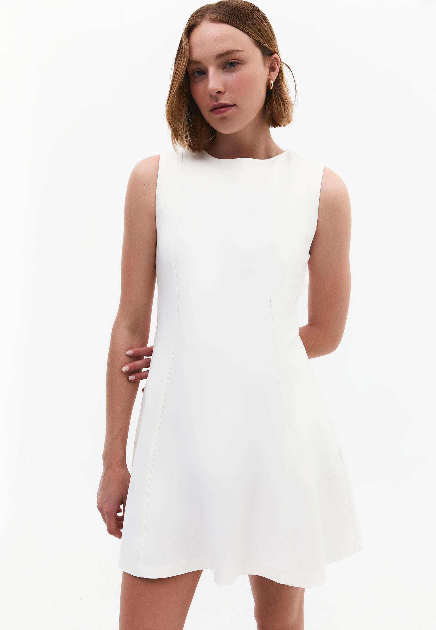 A-Line Short Dress - CLOUD DANCER