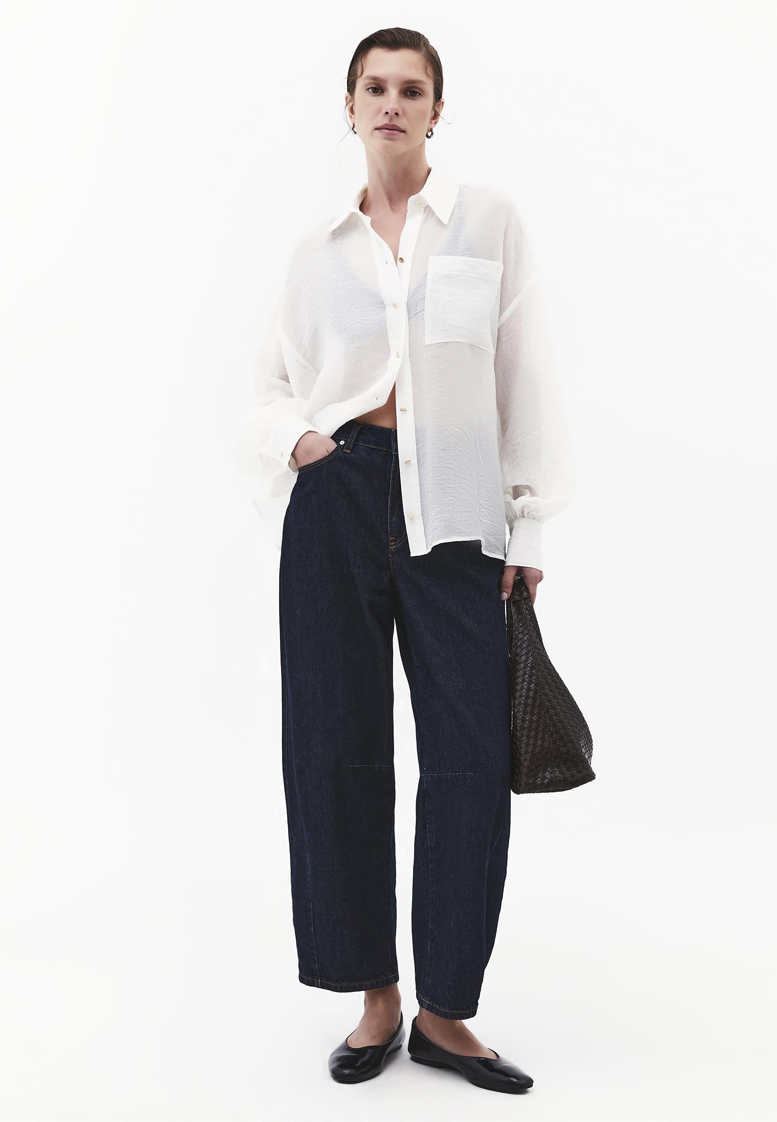 Loose Fit Long Sleeve Shirt - CLOUD DANCER