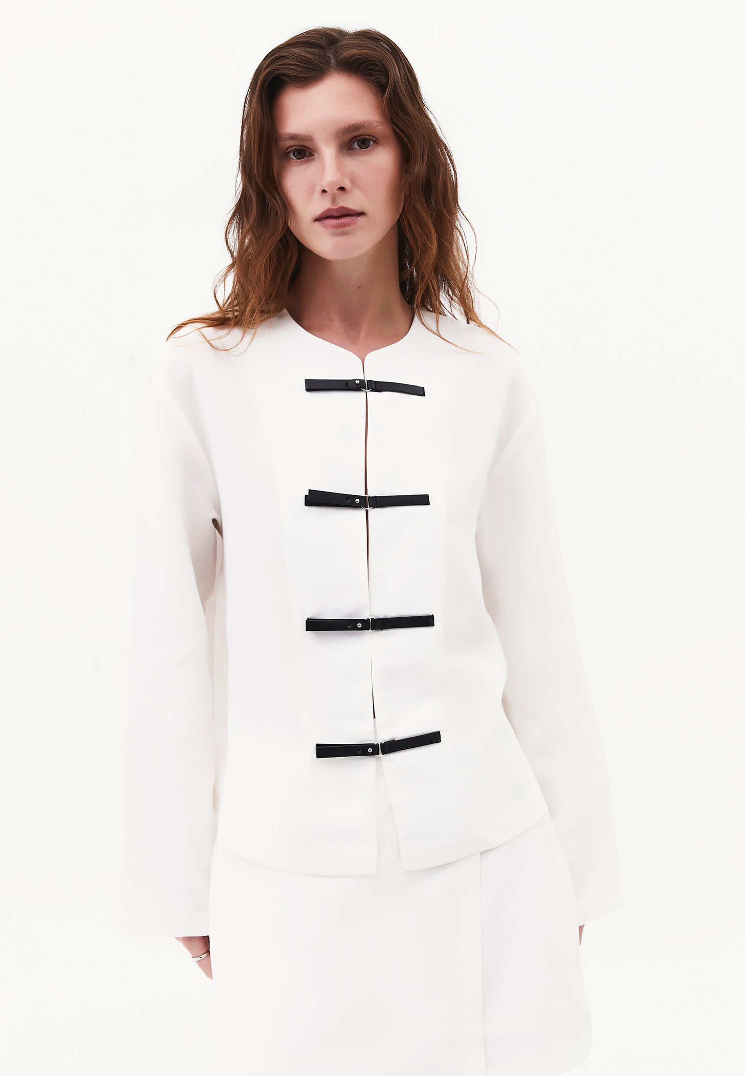 Oversize Jacket With Buckle Detail - CLOUD DANCER
