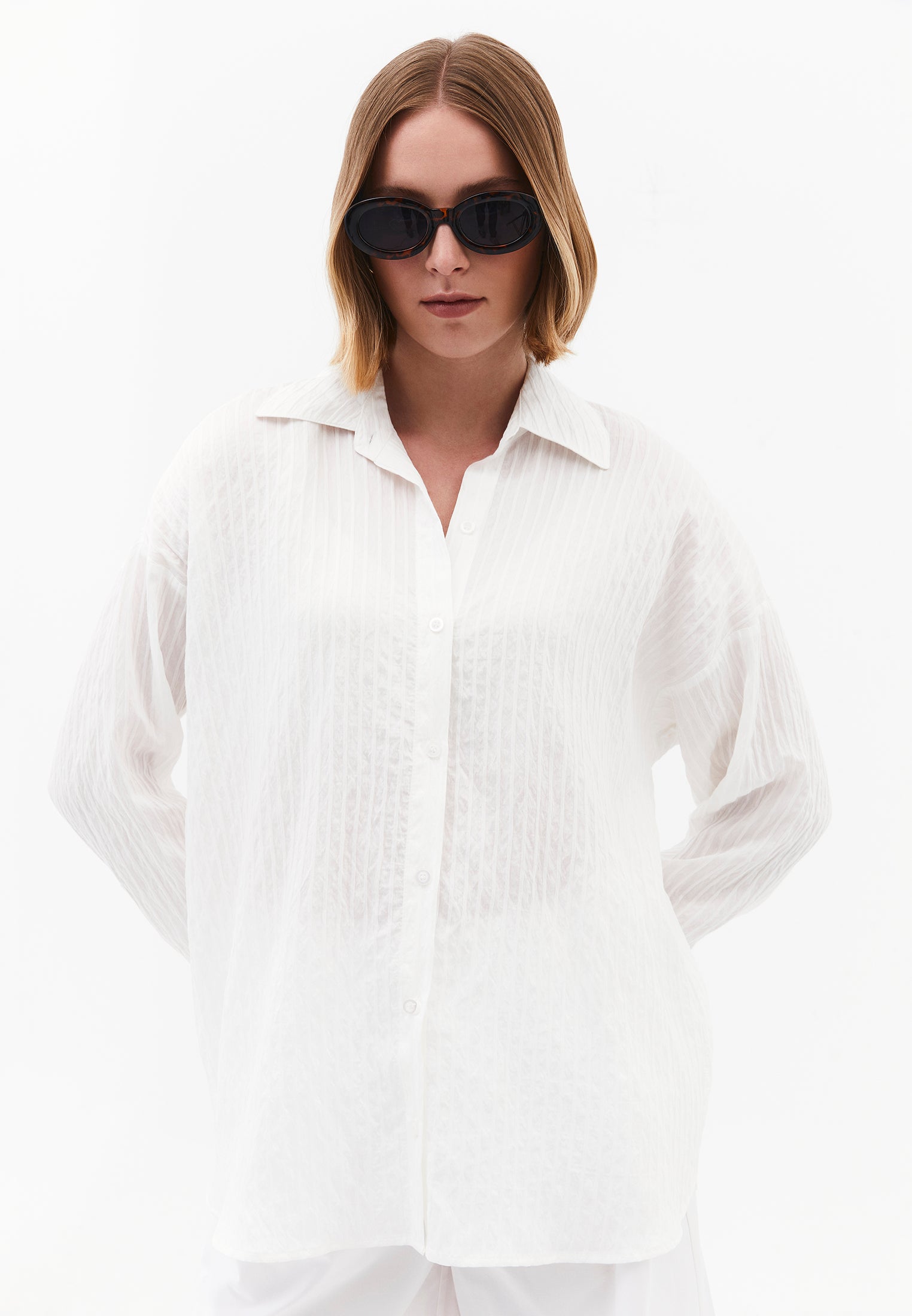 Oversize Shirt Collar Shirt - CLOUD DANCER