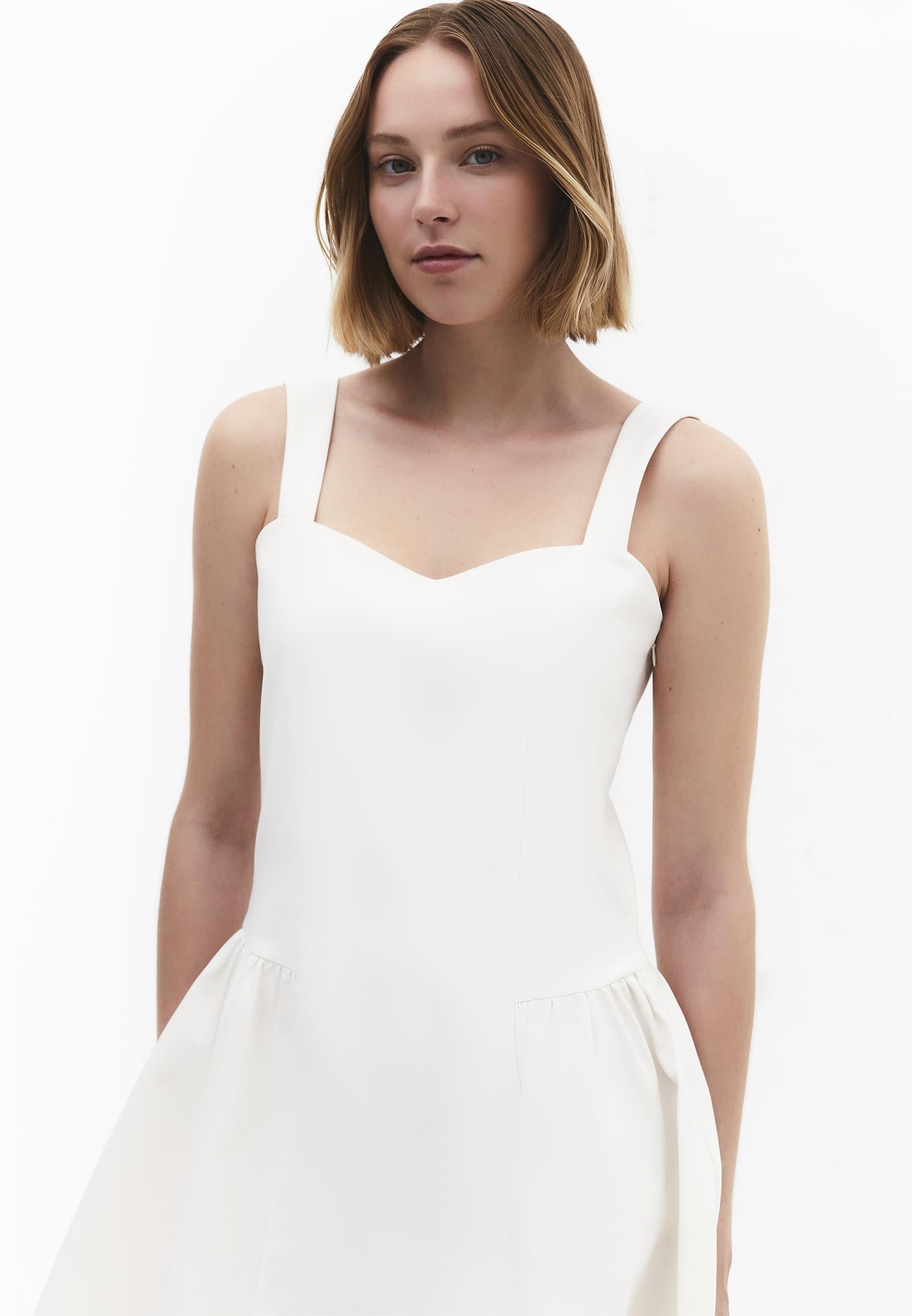 Sleeveless Sweetheart Neckline A-Line Short Dress - CLOUD DANCER