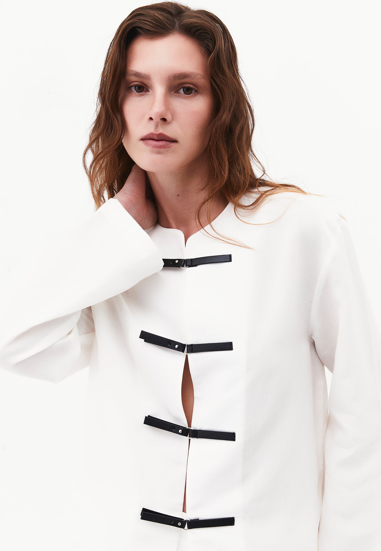 Oversize Jacket With Buckle Detail - CLOUD DANCER