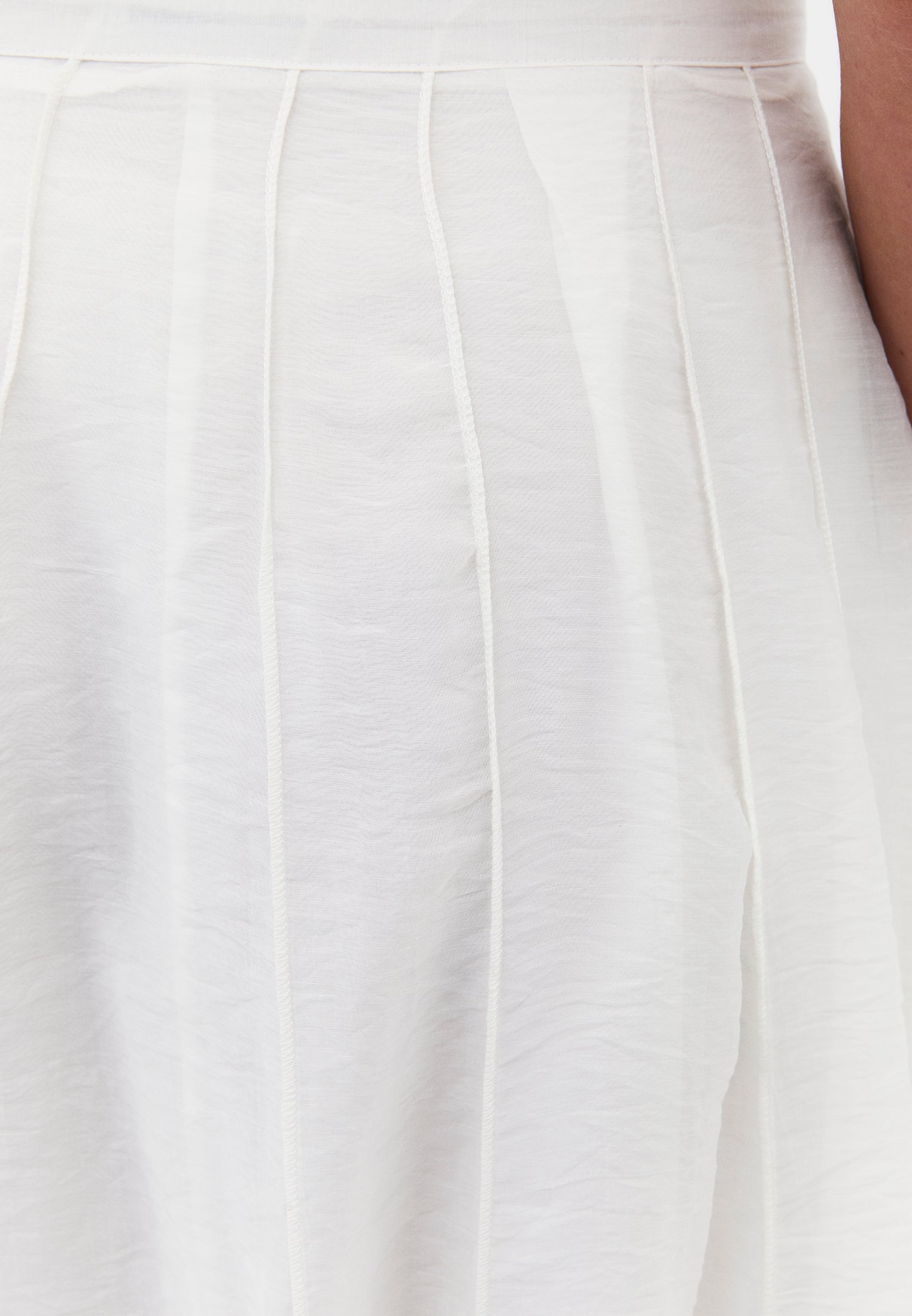 High Waist Flared Midi Skirt - CLOUD DANCER