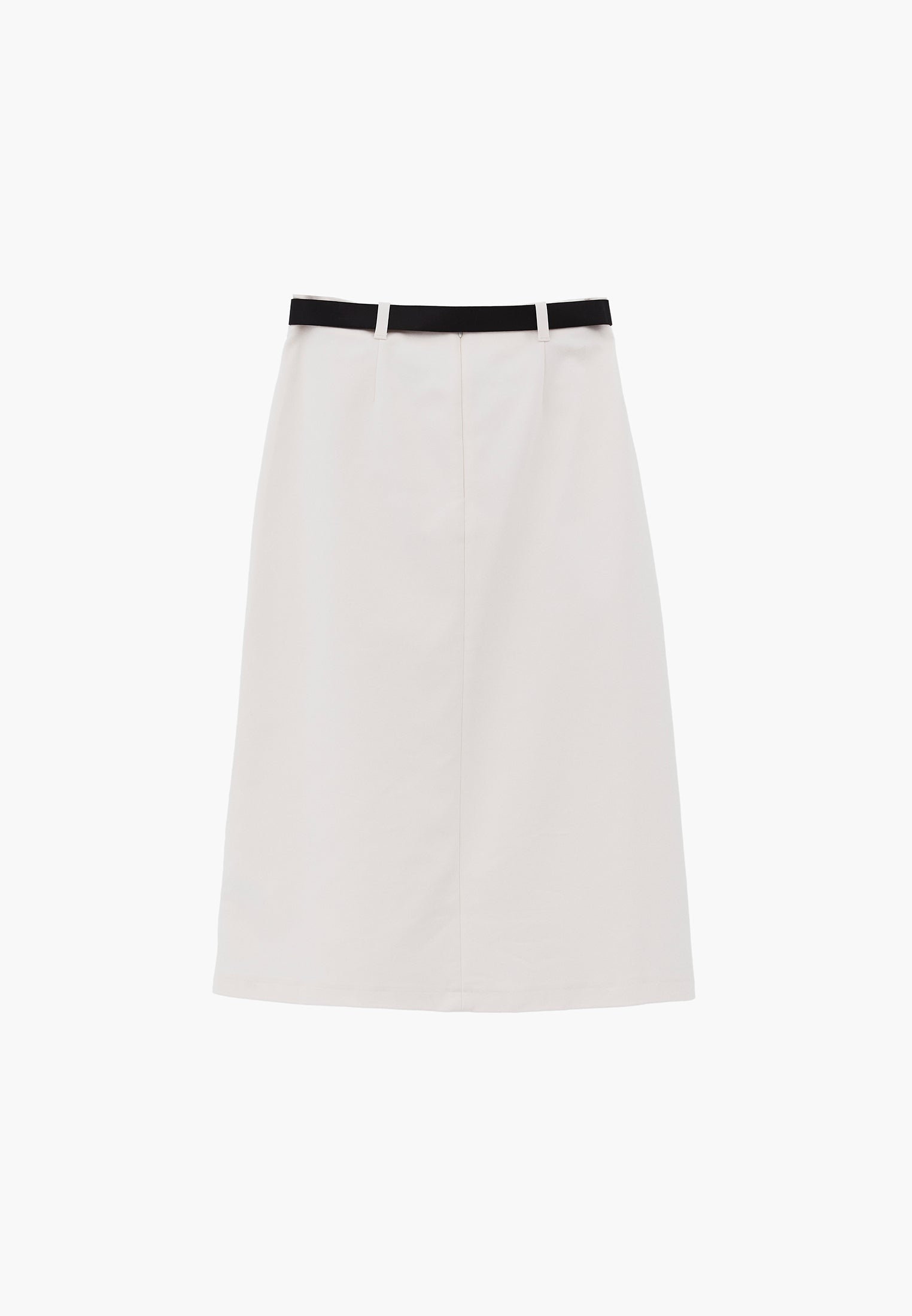 Pleated Long Skirt With Belt Detail - CLOUD DANCER