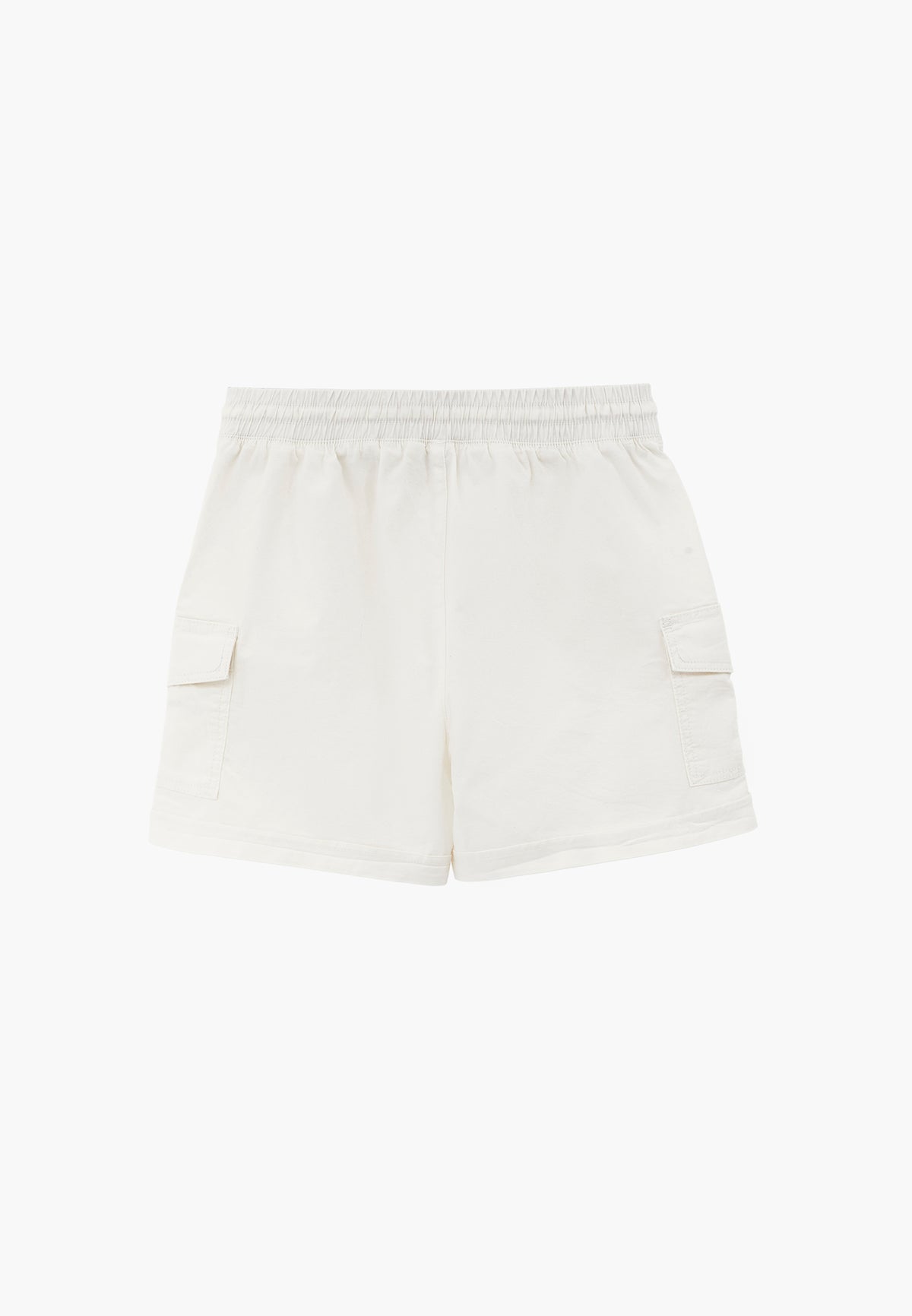 Ultra High Waist Elastic Waistband Tie Shorts - CLOUD DANCER