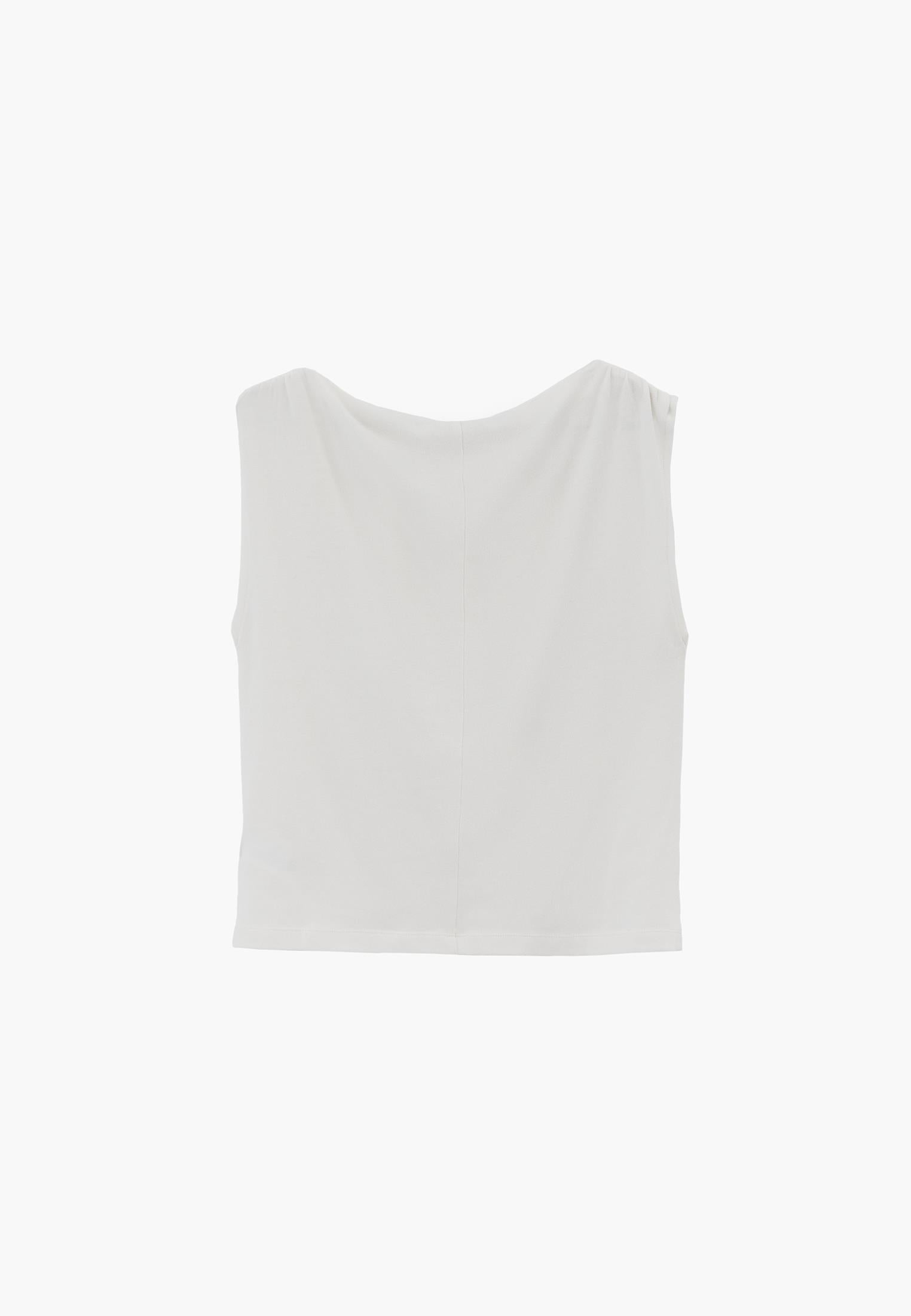 Gathered Boat Neck Tank Top - CLOUD DANCER