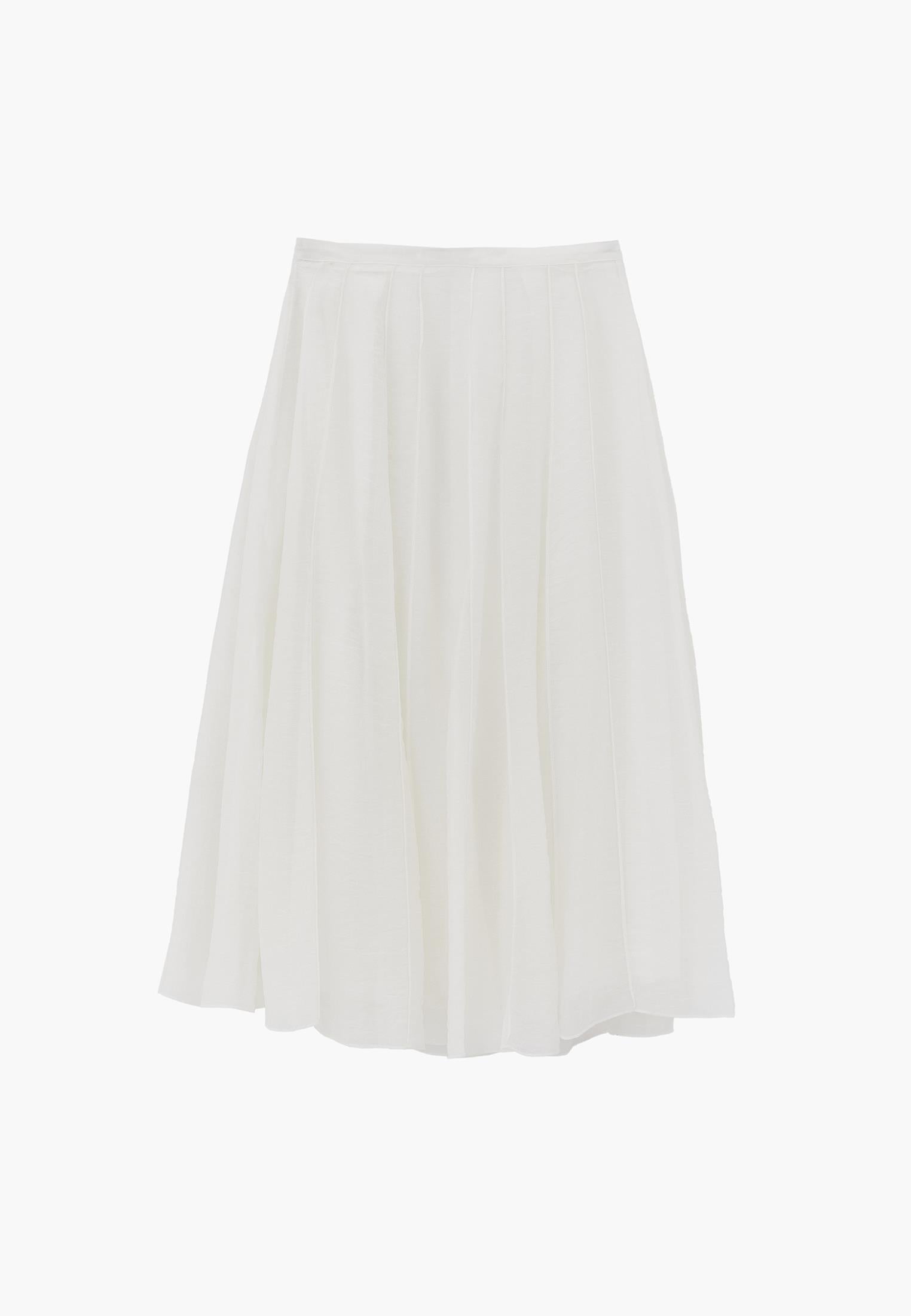 High Waist Flared Midi Skirt - CLOUD DANCER