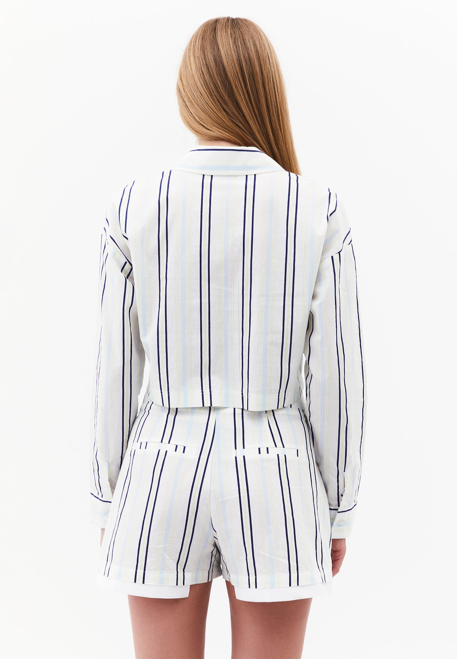 Pocket Detailed Striped Short Shirt - COLOR STRIPE COMB