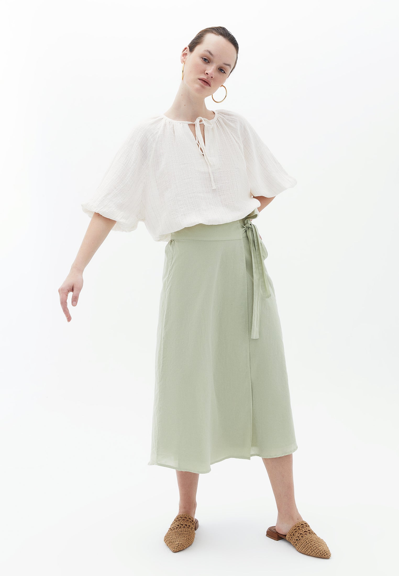 Sleeved blouse - COPPER GLITTER STRIPE