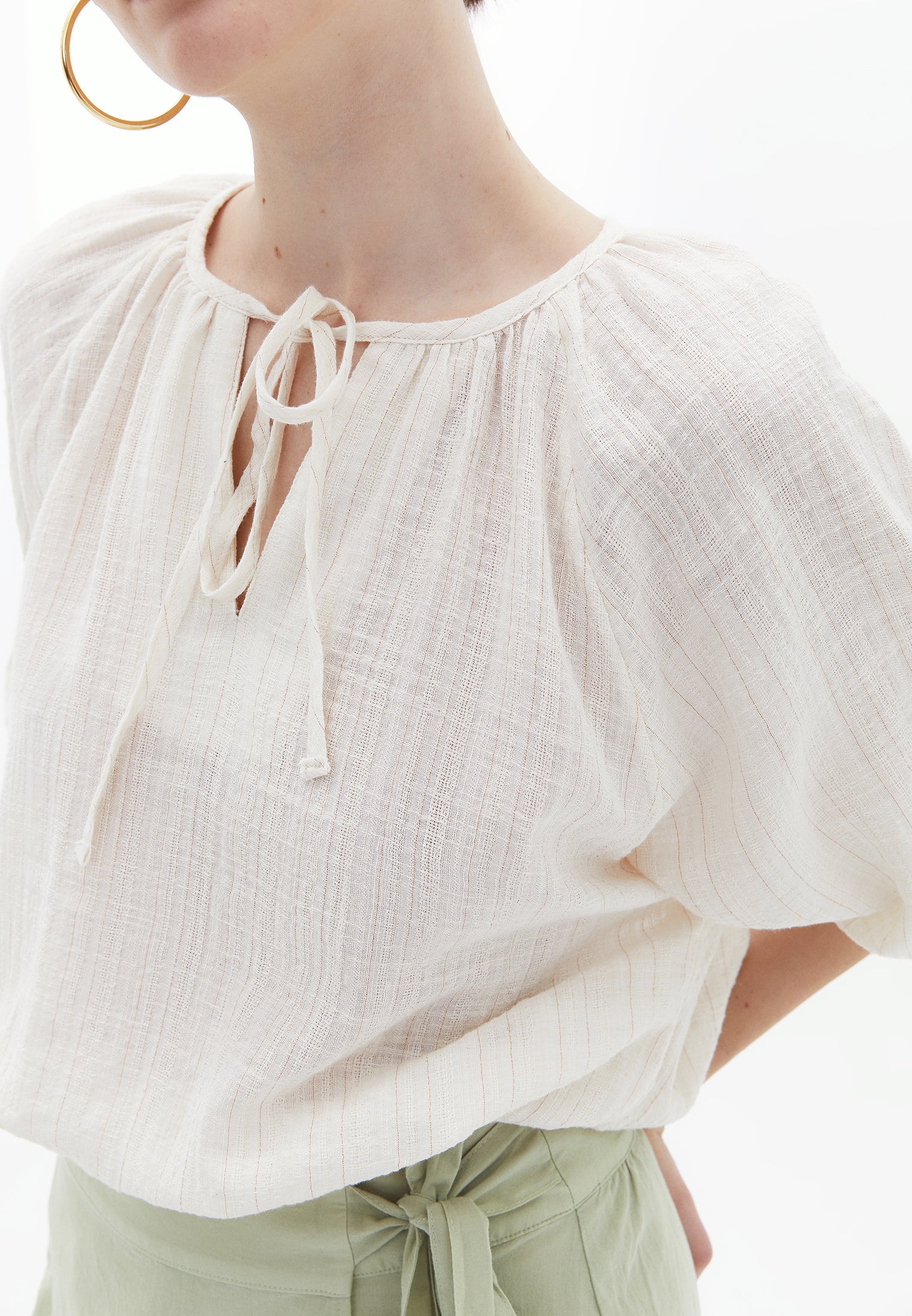 Sleeved blouse - COPPER GLITTER STRIPE