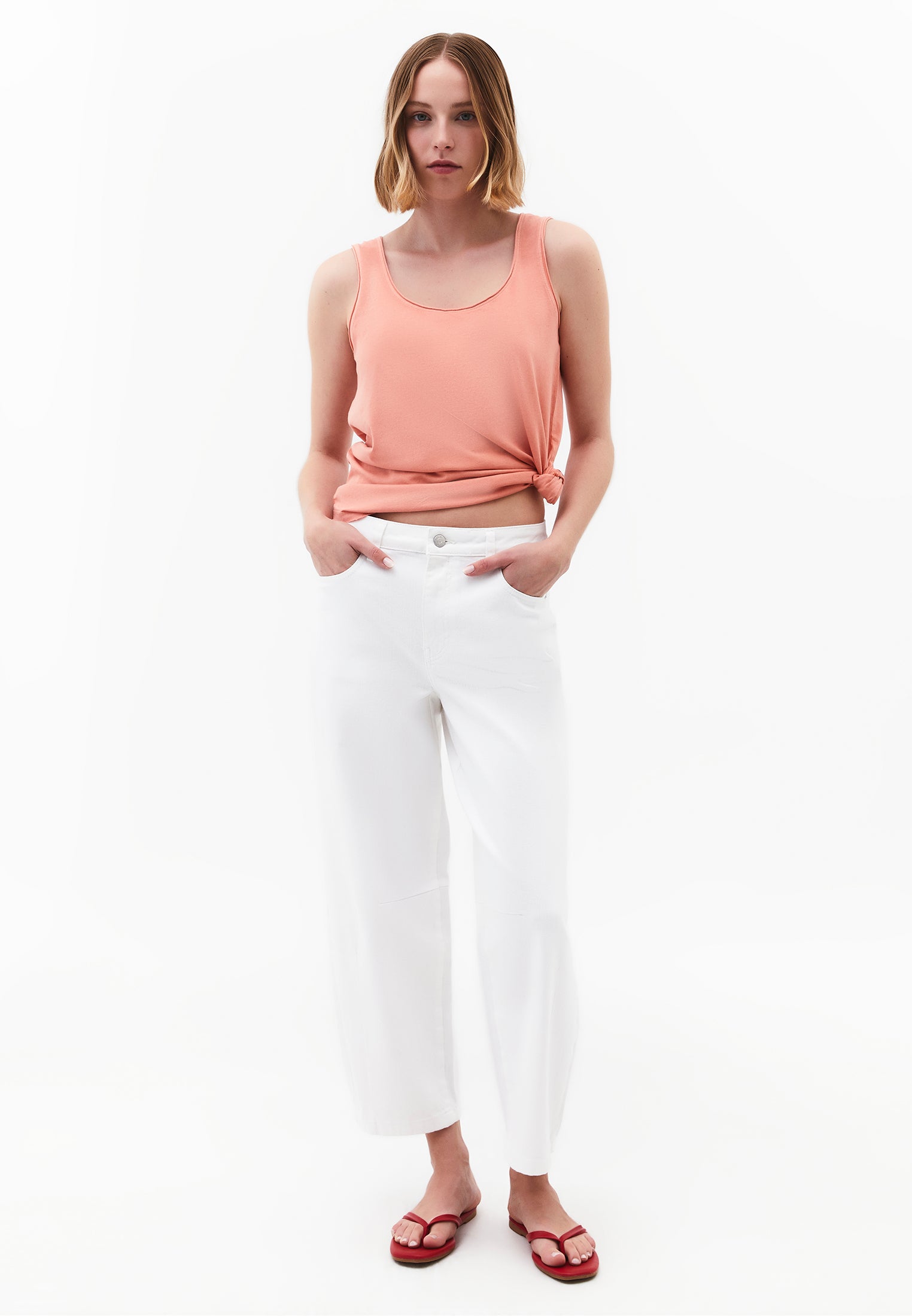 U Neck Loose Fit Tank - CORAL