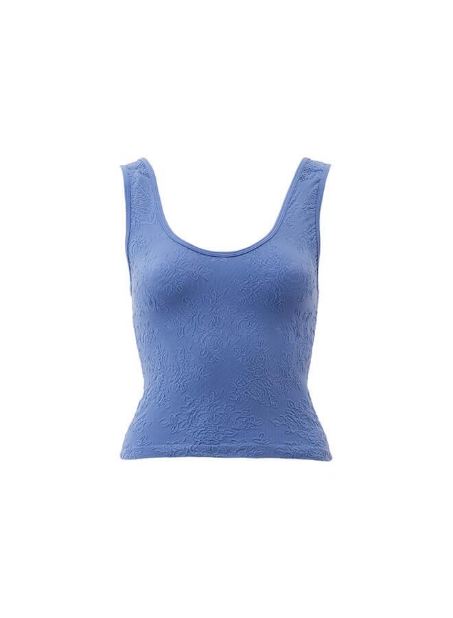 U Neck Bodycon Tank Top - CORNFLOWER