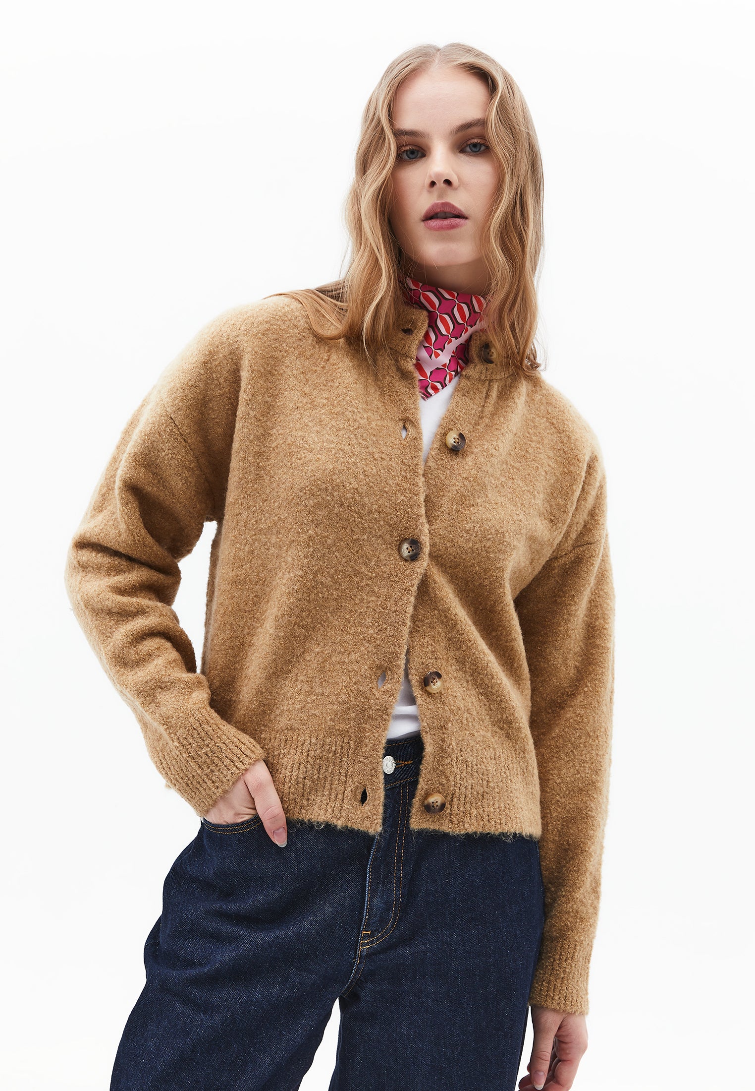 LONG-SLEEVE SOFT CARDIGAN - CURDS WHEY