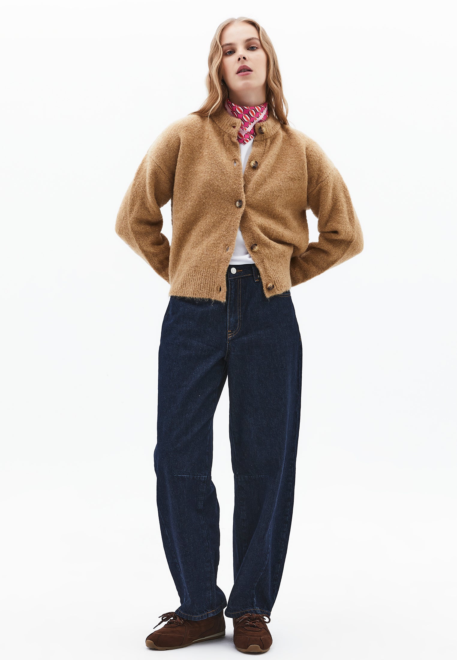 LONG-SLEEVE SOFT CARDIGAN - CURDS WHEY