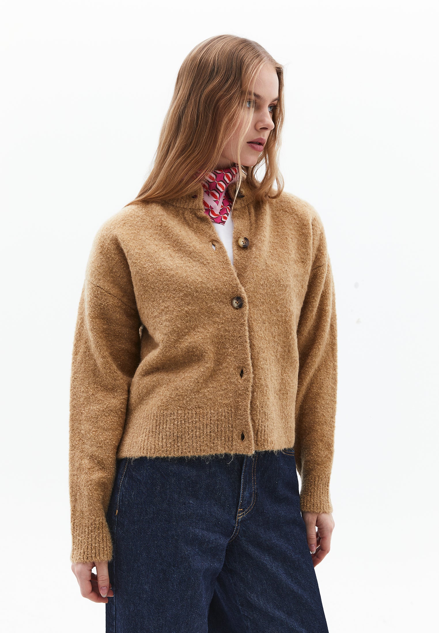 LONG-SLEEVE SOFT CARDIGAN - CURDS WHEY