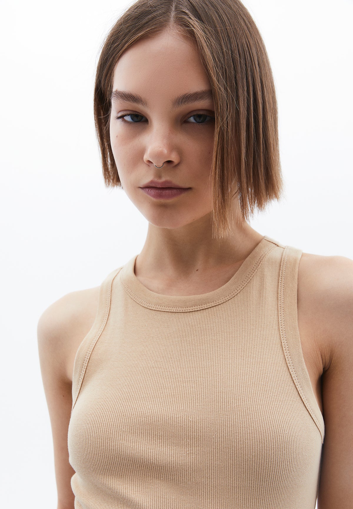 Sleeveless V Neck Tank Top - CURDS WHEY