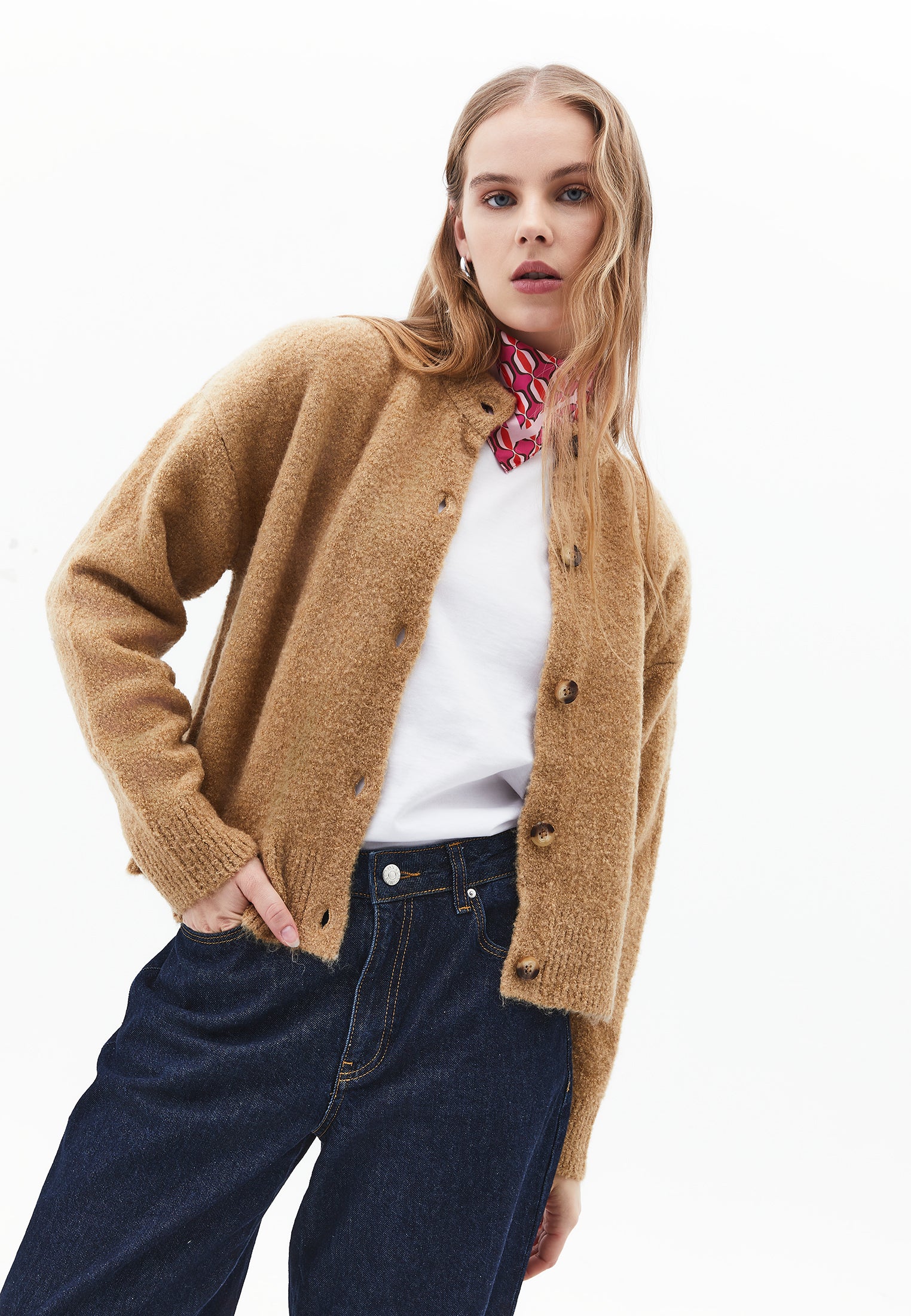 LONG-SLEEVE SOFT CARDIGAN - CURDS WHEY