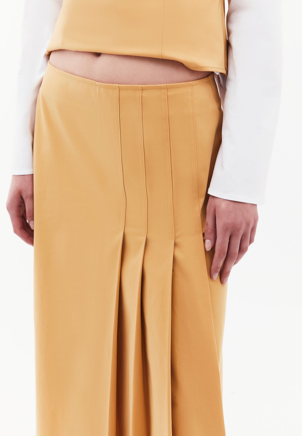 Pleated Maxi Skirt - CURRY