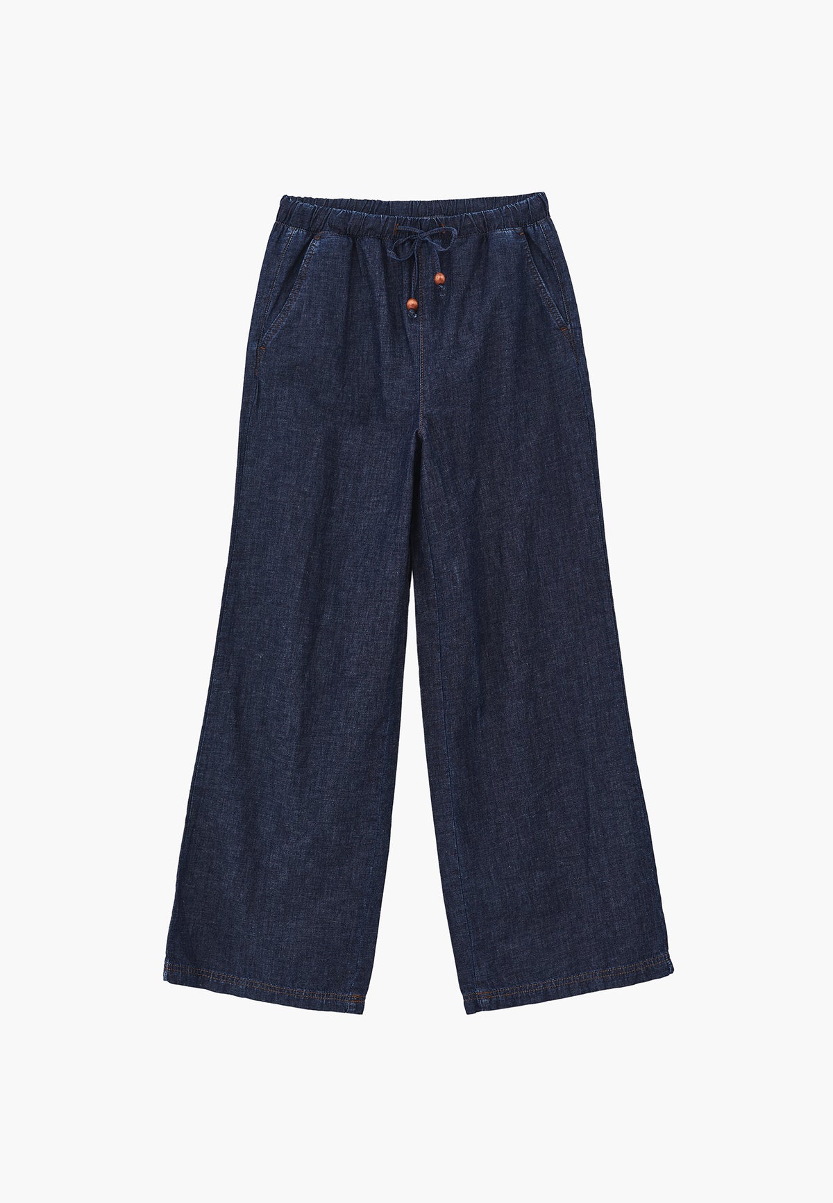 High Waist Wide Leg Denim Pants - DARK BLUE DENIM