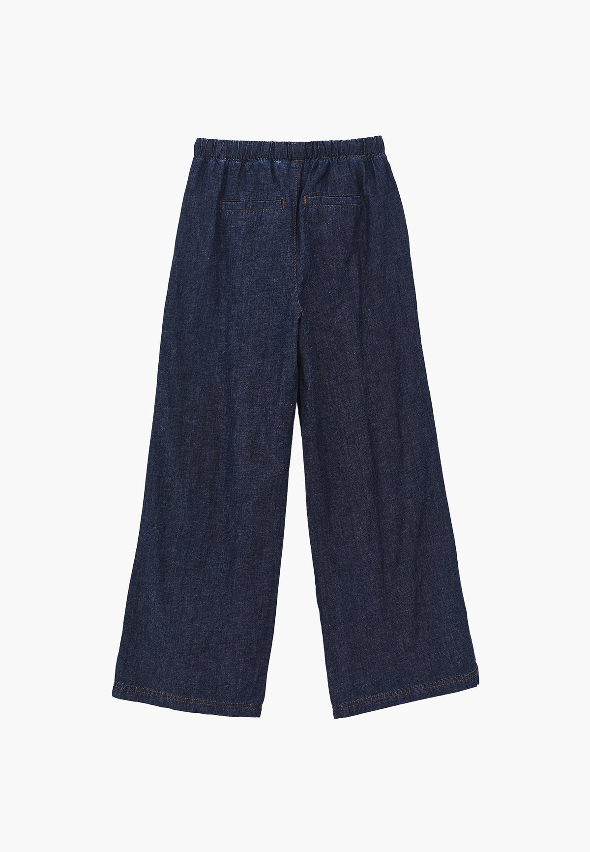 High Waist Wide Leg Denim Pants - DARK BLUE DENIM