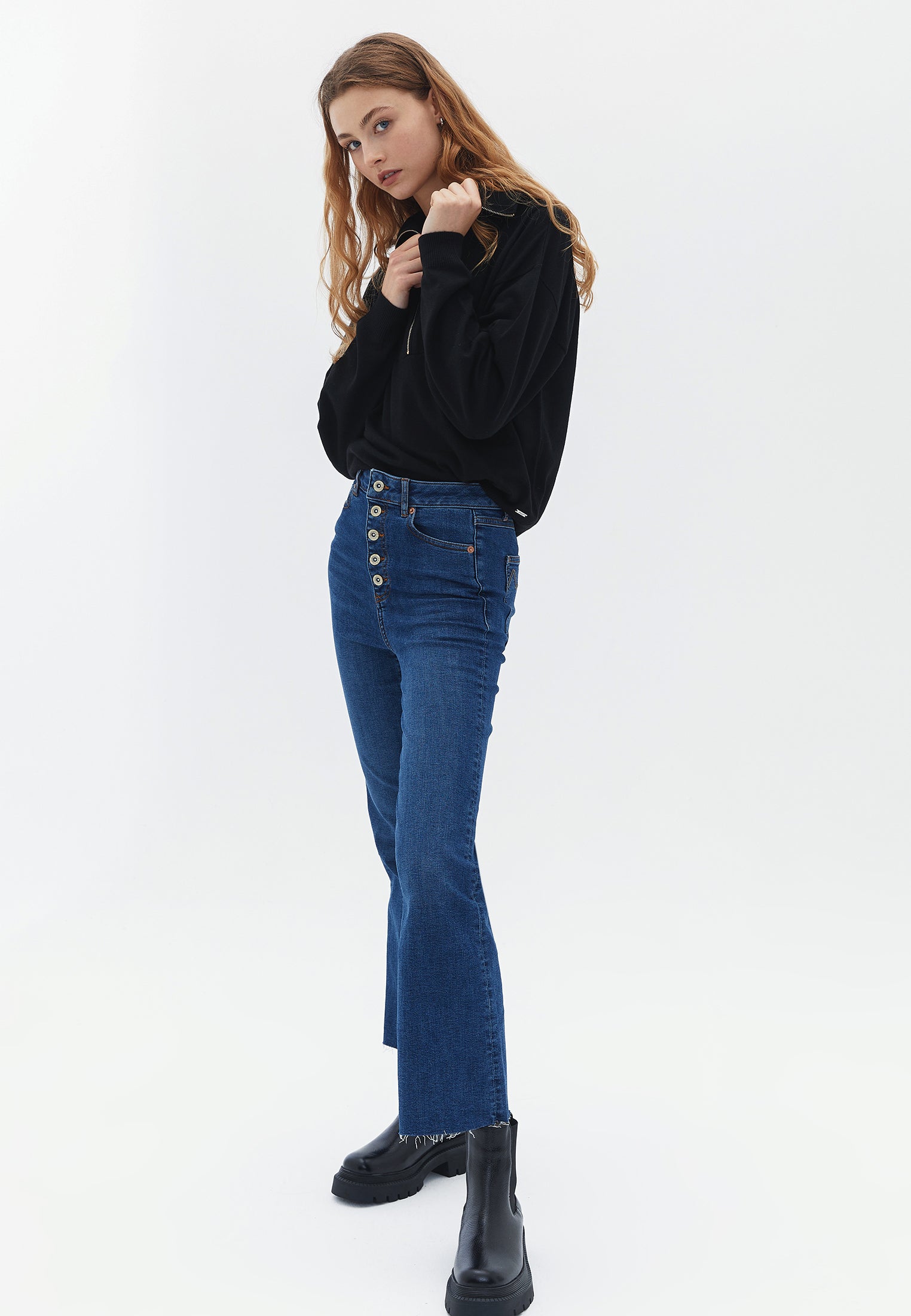 Short spanish leg pants - DARK DENIM