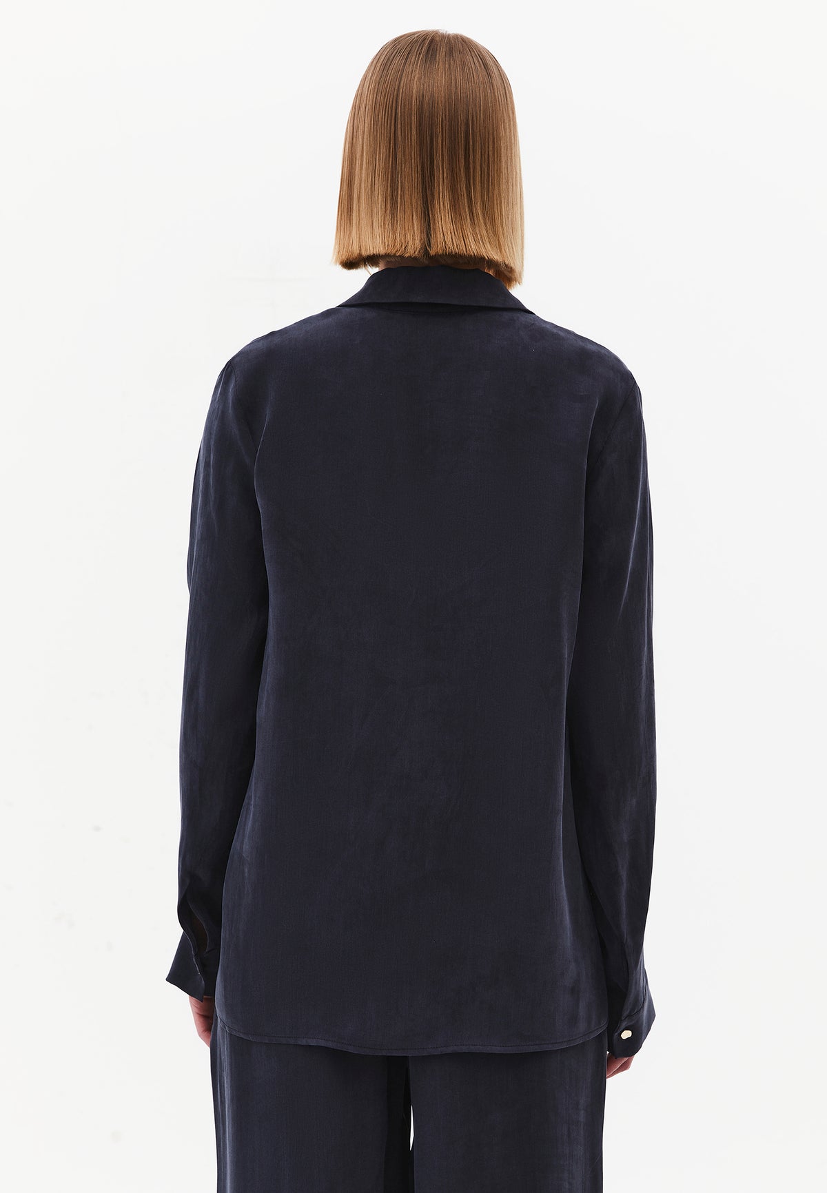 Long Sleeve Loose Shirt - DARK NAVY