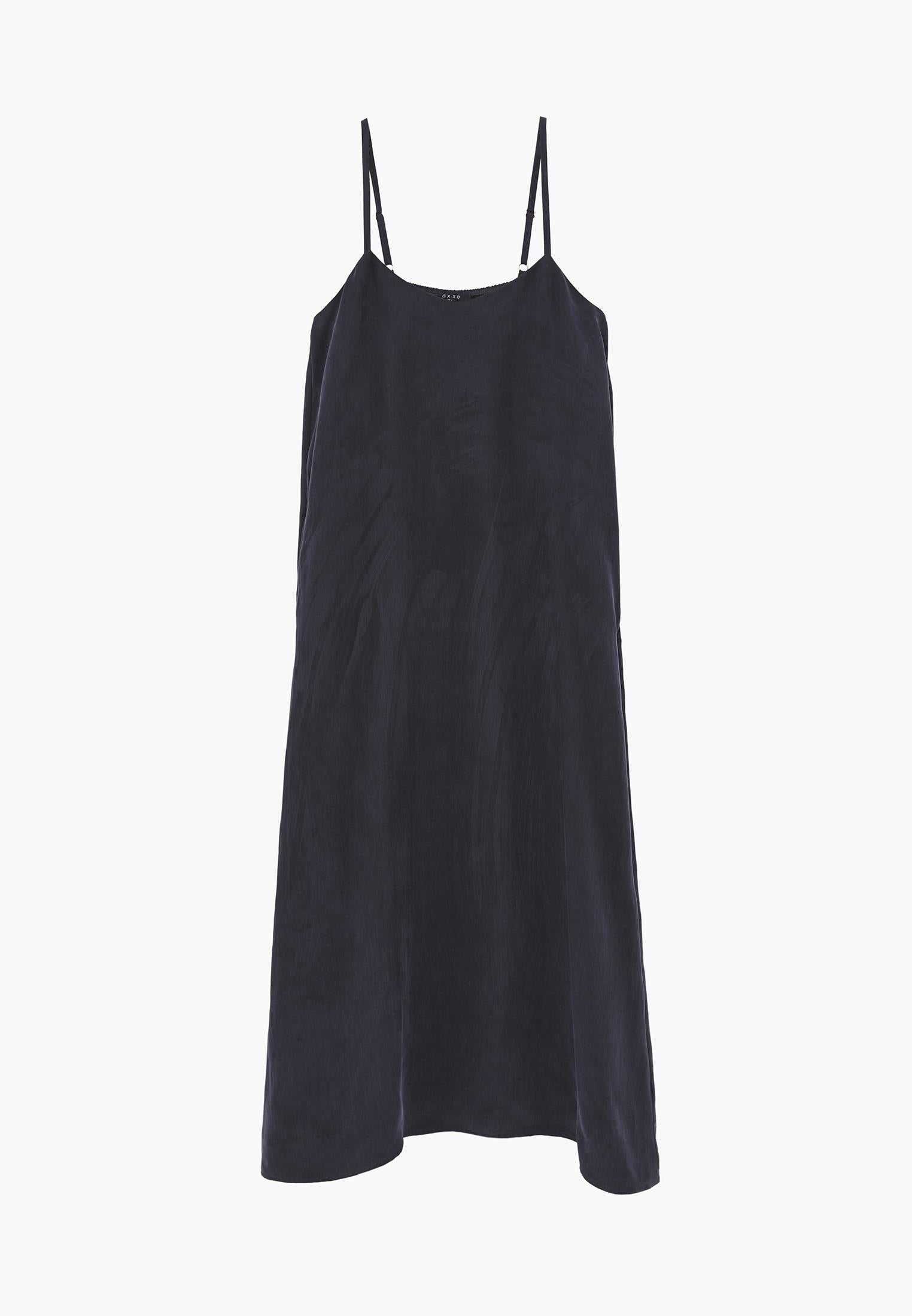 Long A-Line Dress With Straps - DARK NAVY