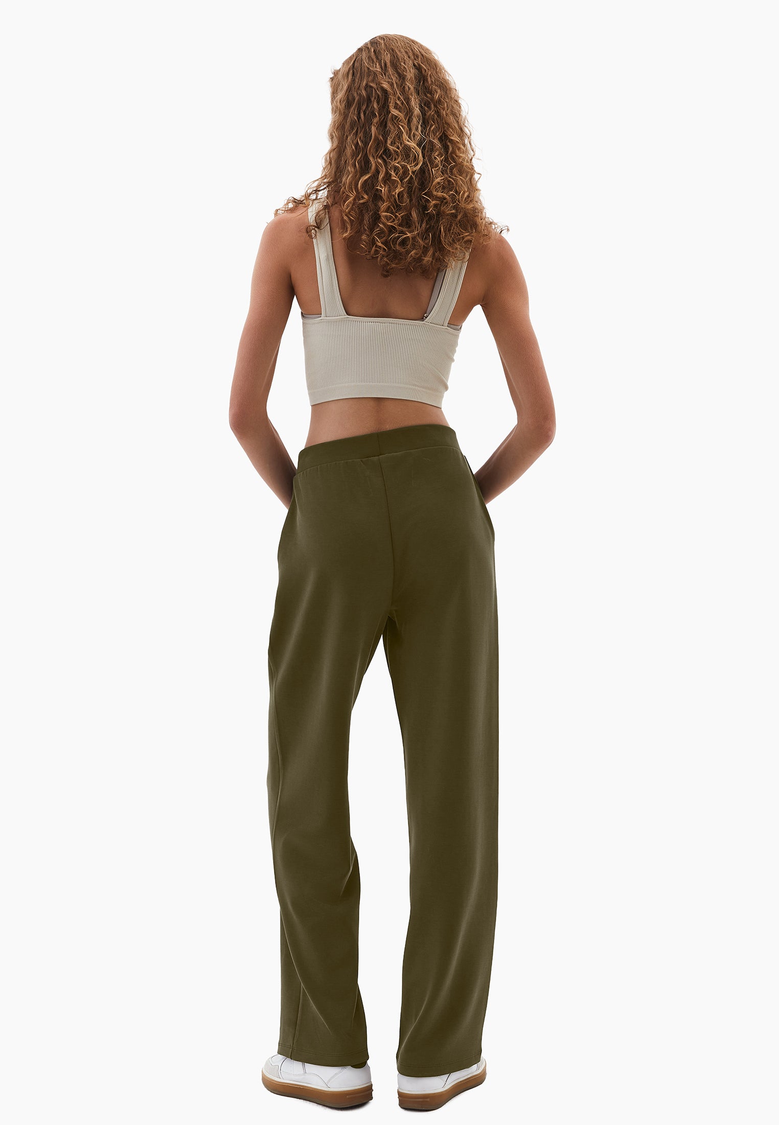 High waist flared trousers - DARK OLIVE