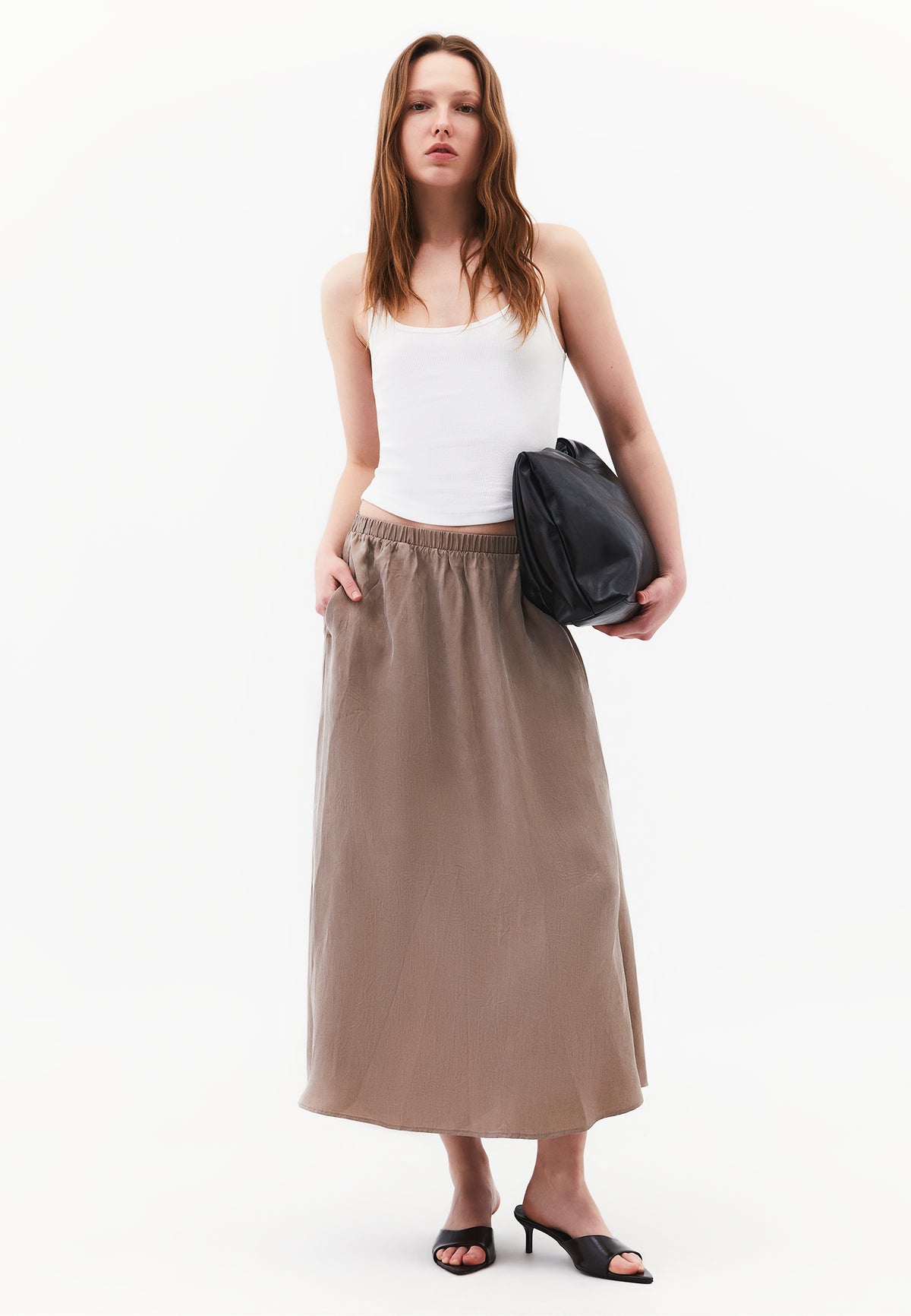 Long Flared Shirt Skirt - DESERT TAUPE