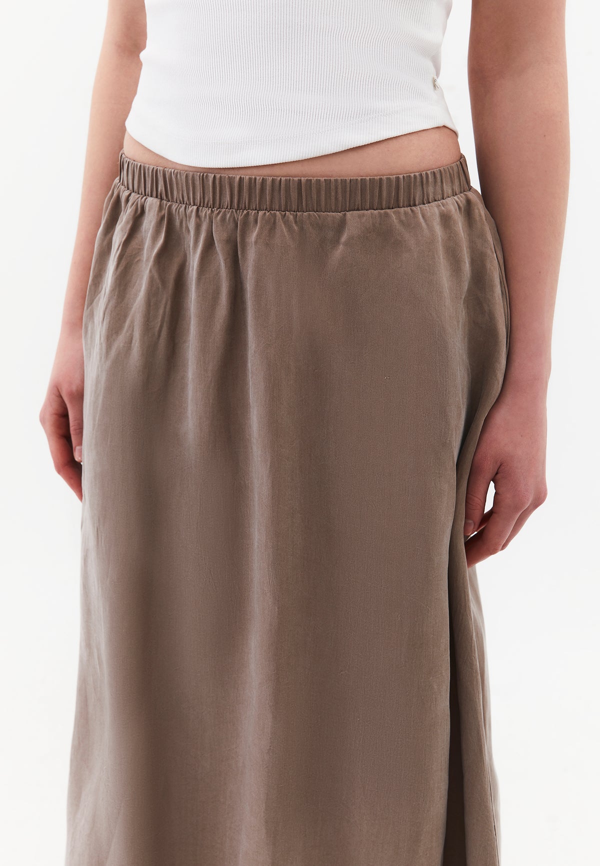 Long Flared Shirt Skirt - DESERT TAUPE