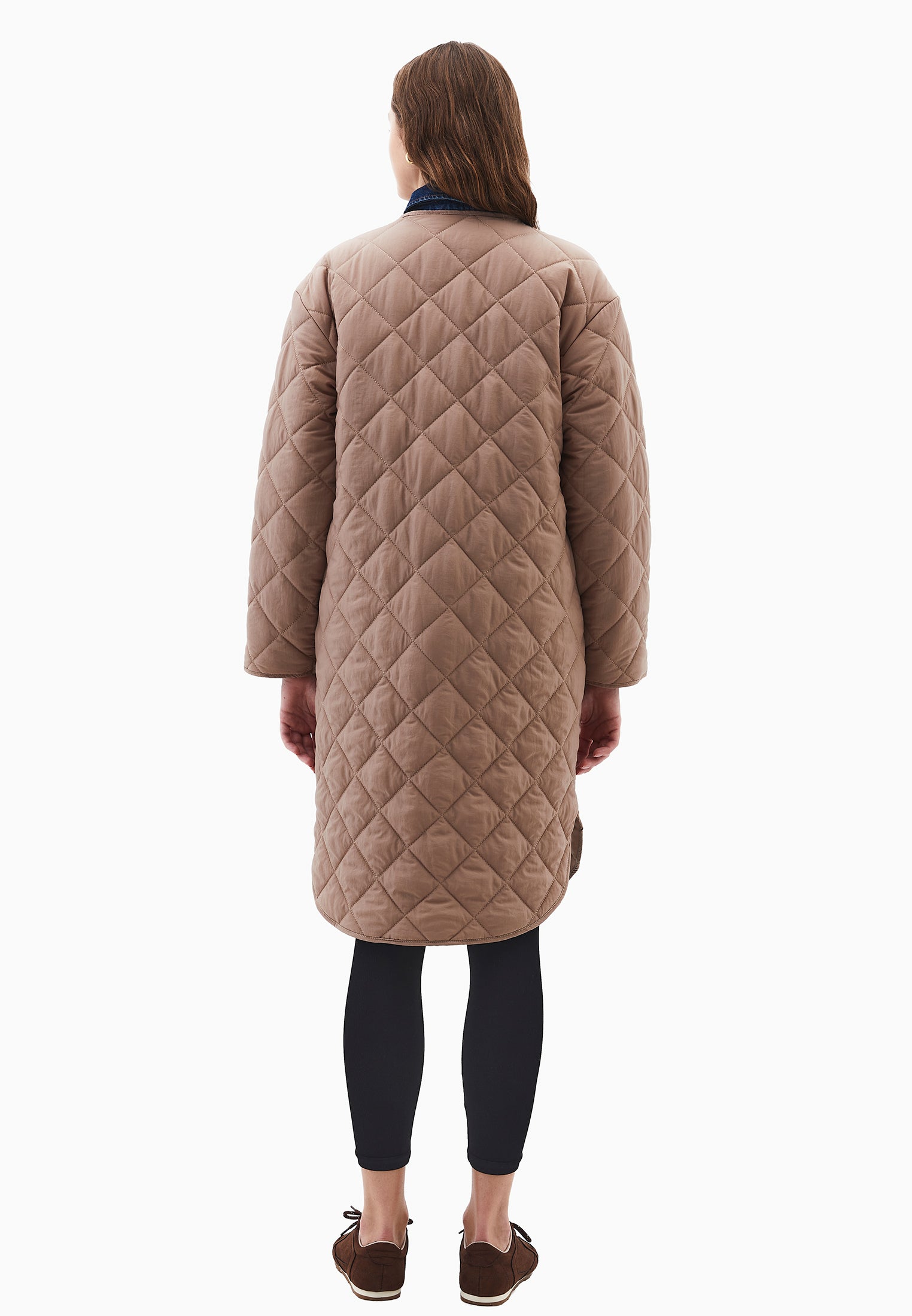 Crew neck long coat - DESERT TAUPE