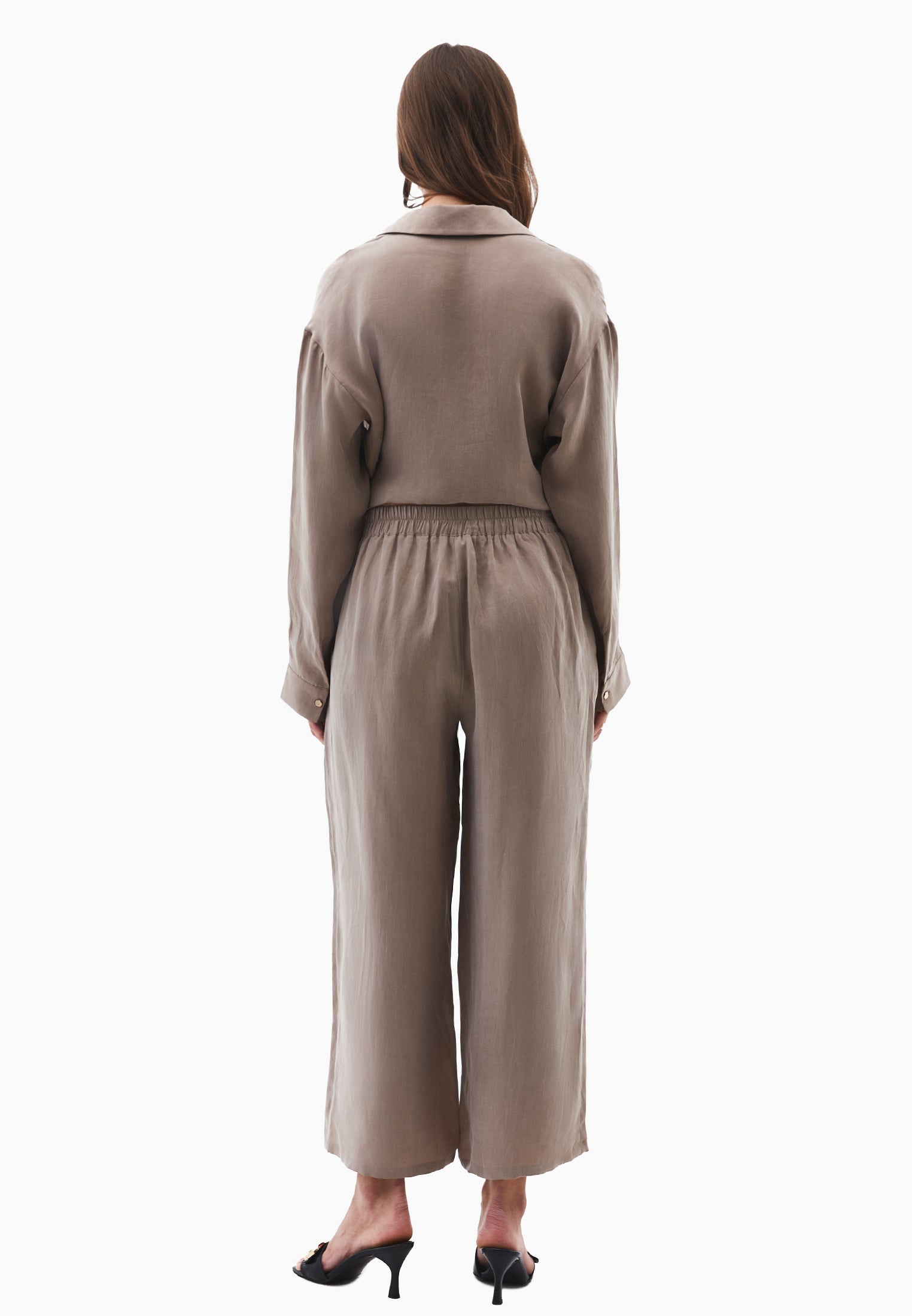 Ultra high waist straight pants - DESERT TAUPE