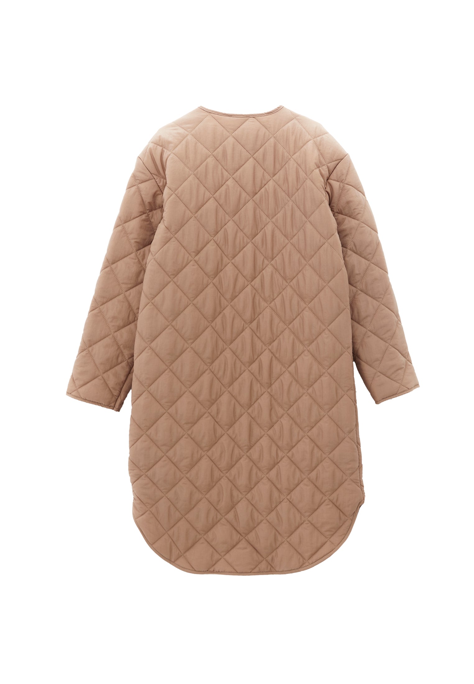 Crew neck long coat - DESERT TAUPE