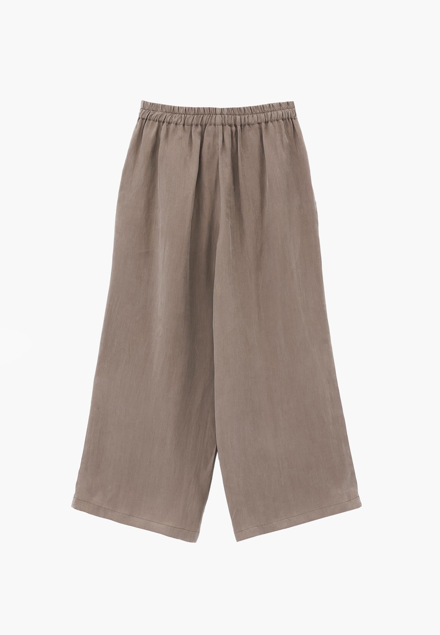 Ultra High Waist Straight Pants With Button Detail - DESERT TAUPE