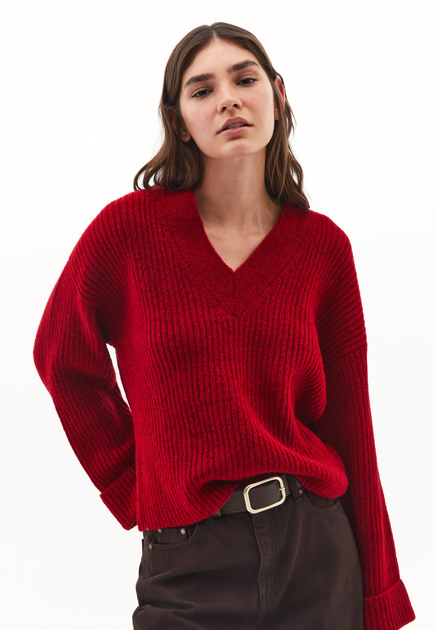 V NECK KNIT SWEATER - EMBOLDENED