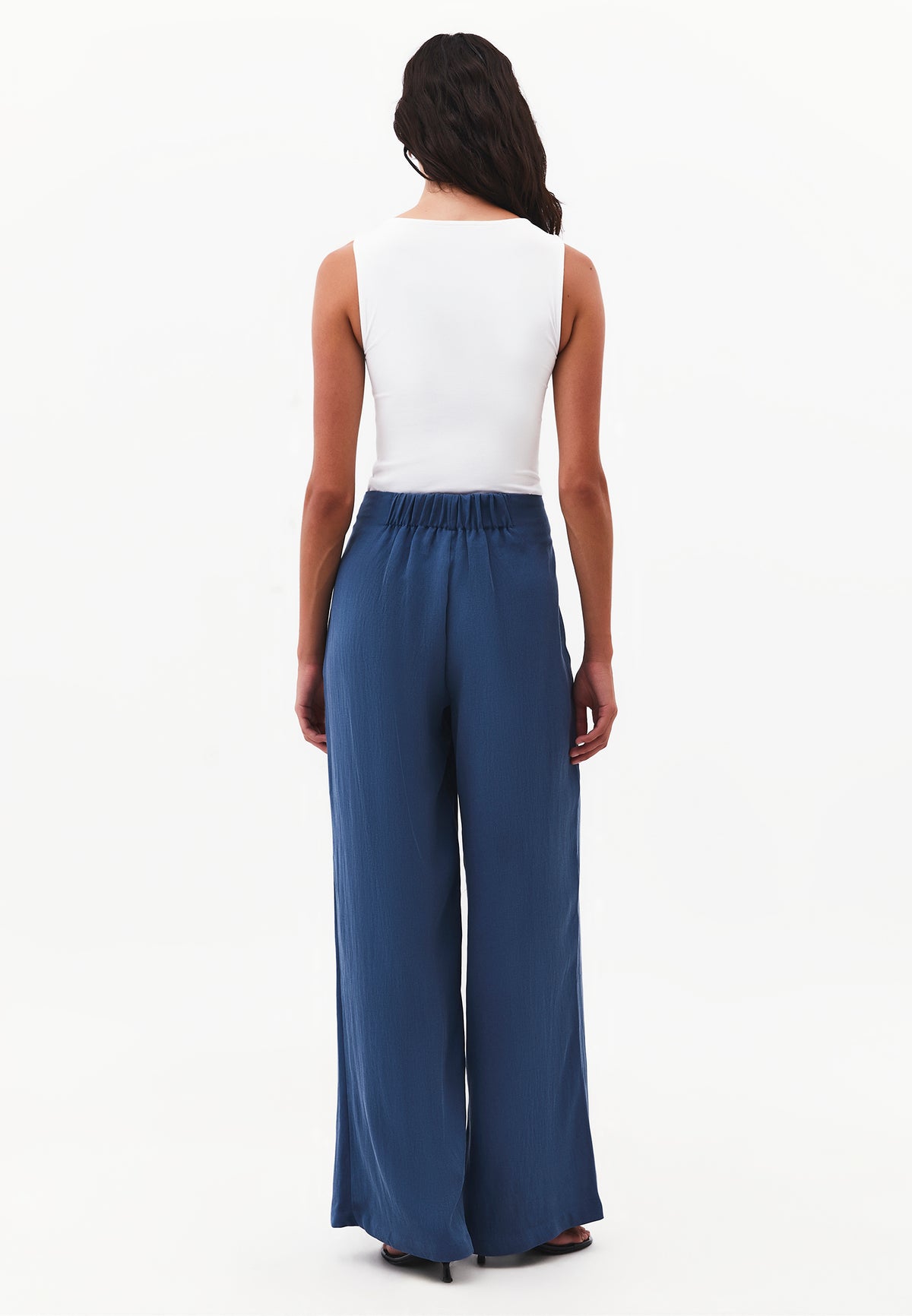 Pleated Ultra High Waist Wide Leg Pants - ENSIGN BLUE