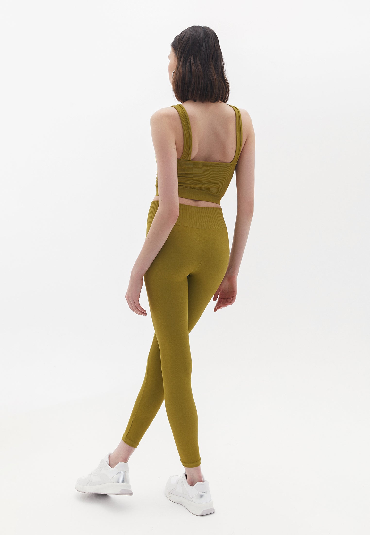 Seamless ankle high waist leggings - EVERGREEN SPRIG