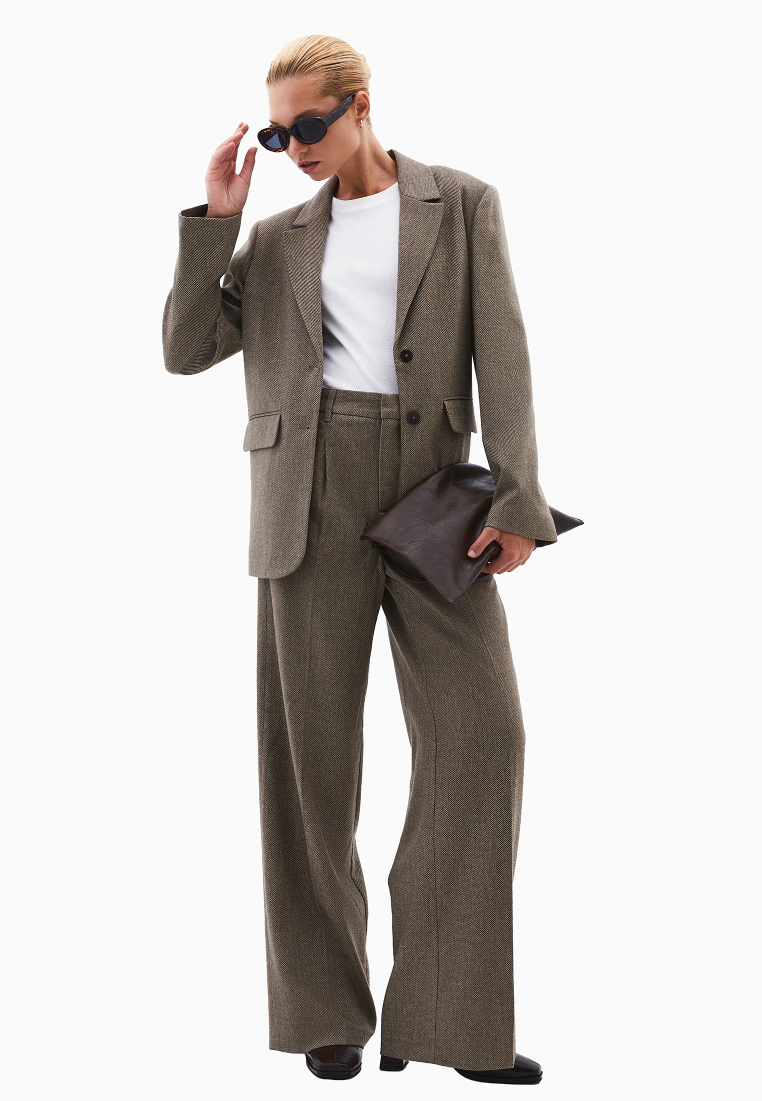 Pleated Wool Pants - FALCON