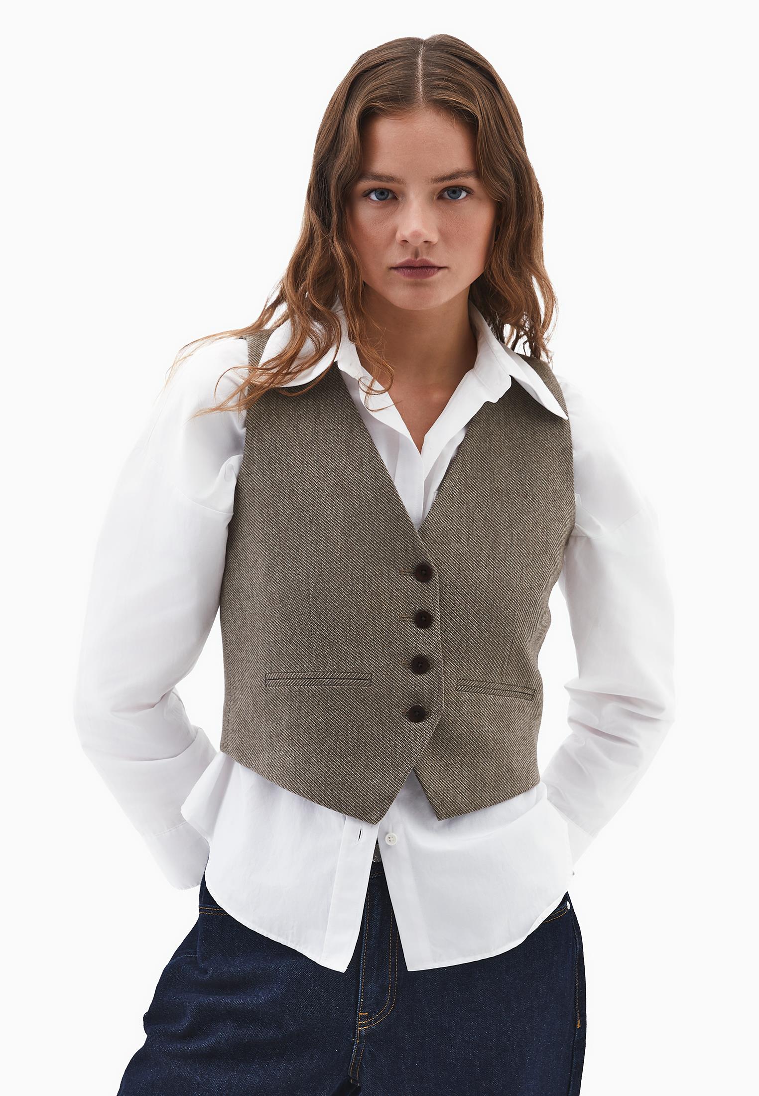 V Neck Wool Vest - FALCON