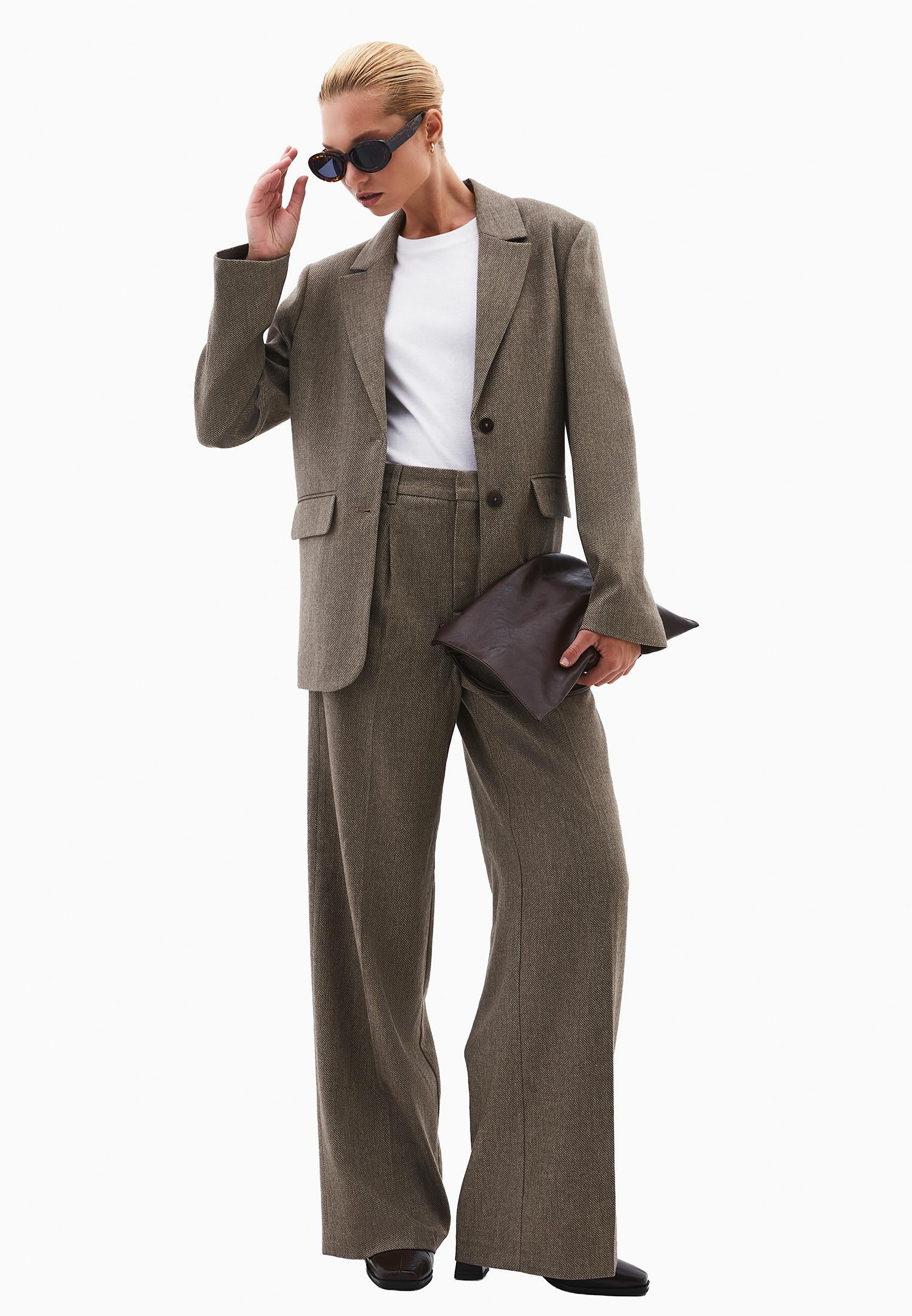 Pleated Wool Pants - FALCON
