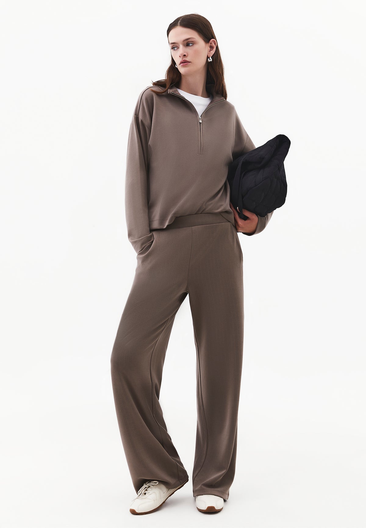 Zip Detailed High Neck Sweatshirt - FALCON