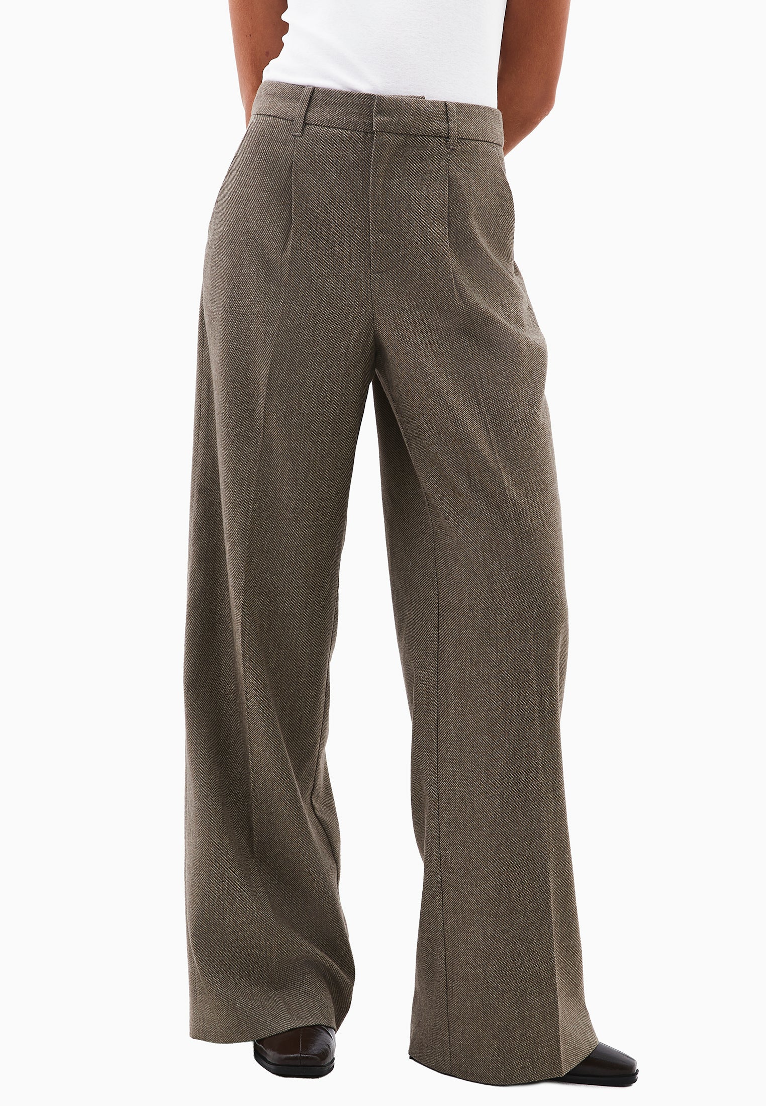 Pleated Wool Pants - FALCON