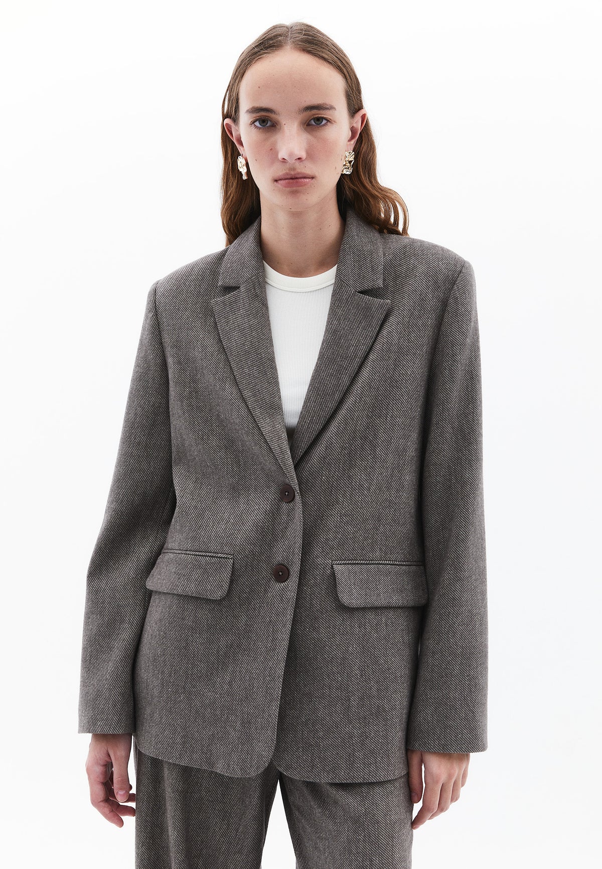Oversize Blazer Jacket With Button Details - FALCON