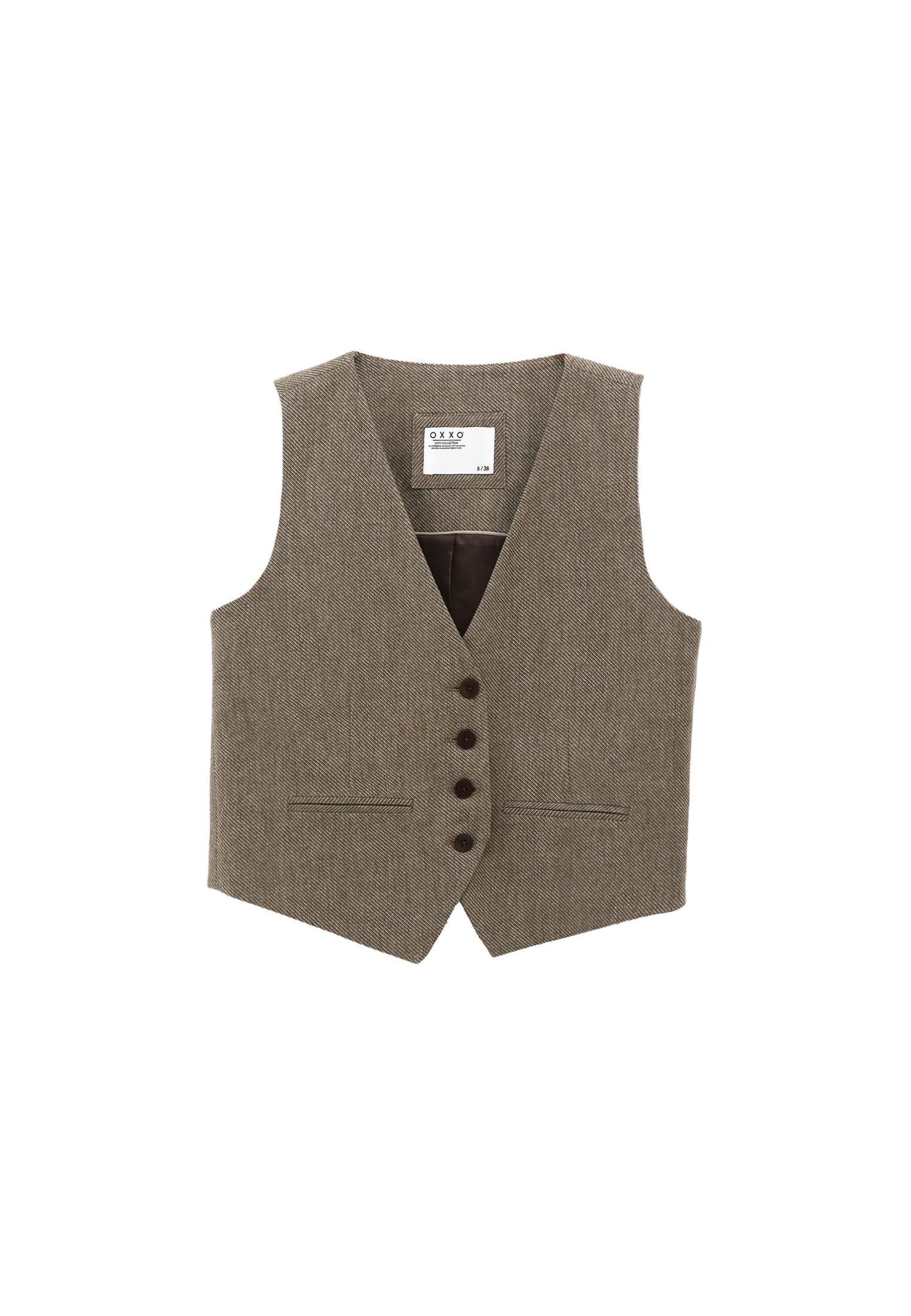 V Neck Wool Vest - FALCON