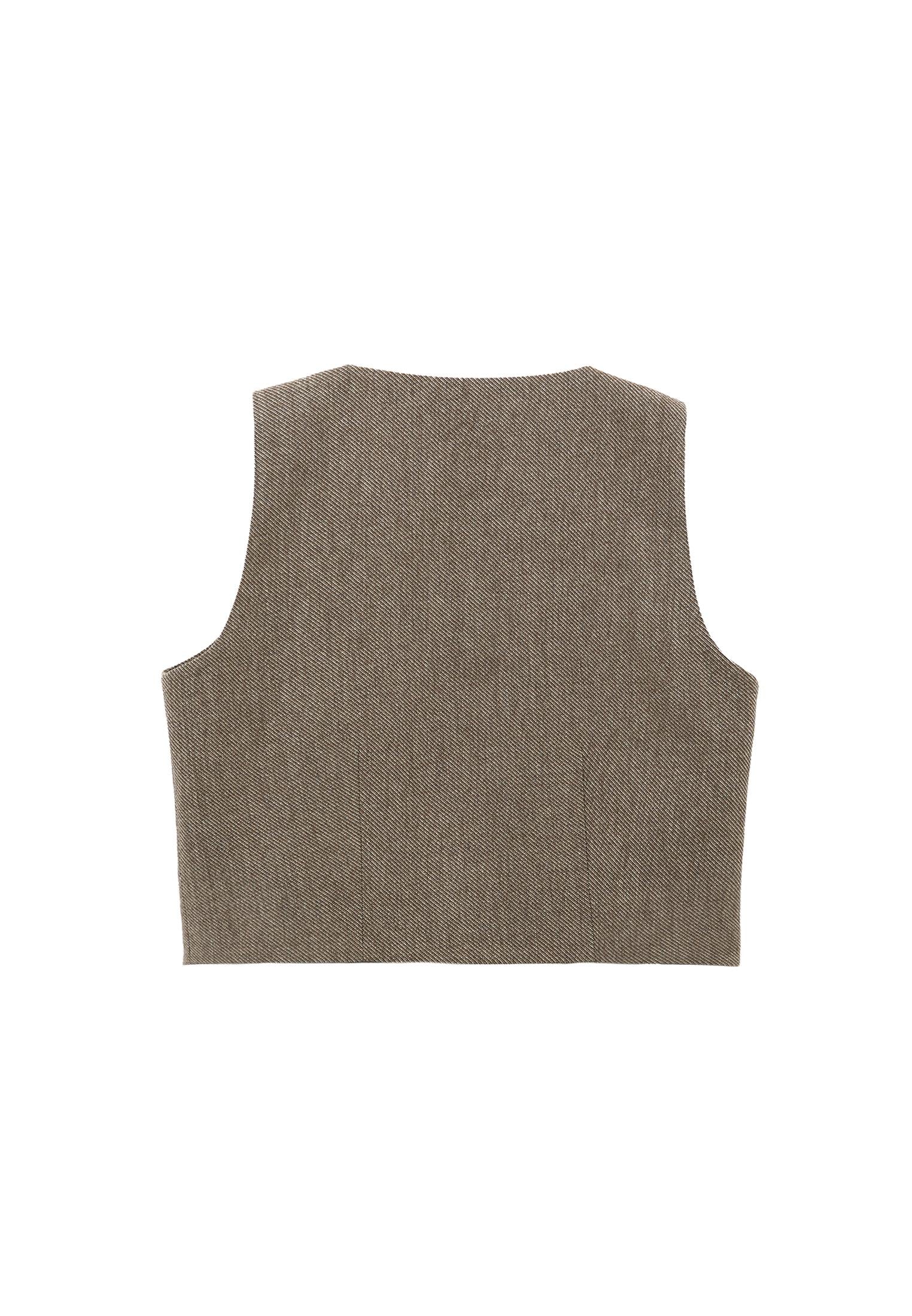 V Neck Wool Vest - FALCON