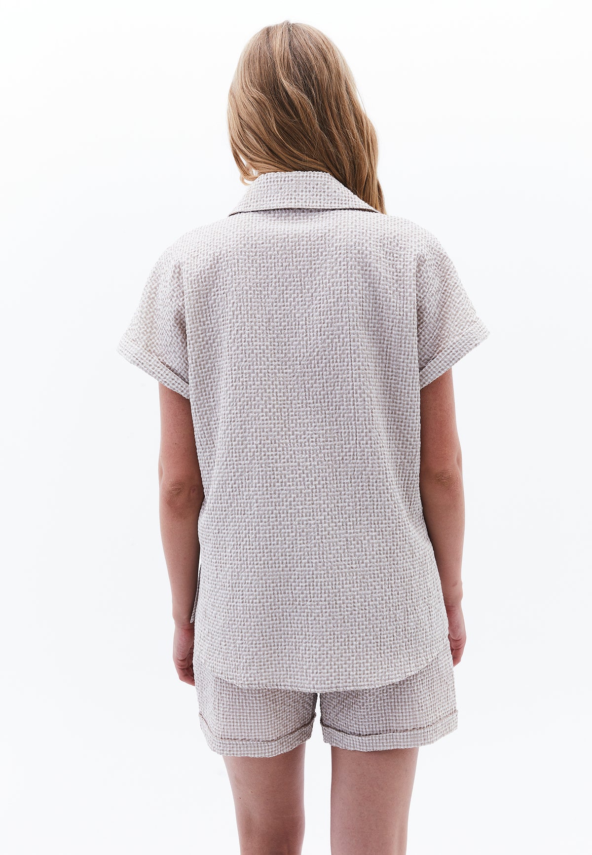 Short Sleeve Shirt - FEATHER GRAY GINGHAM
